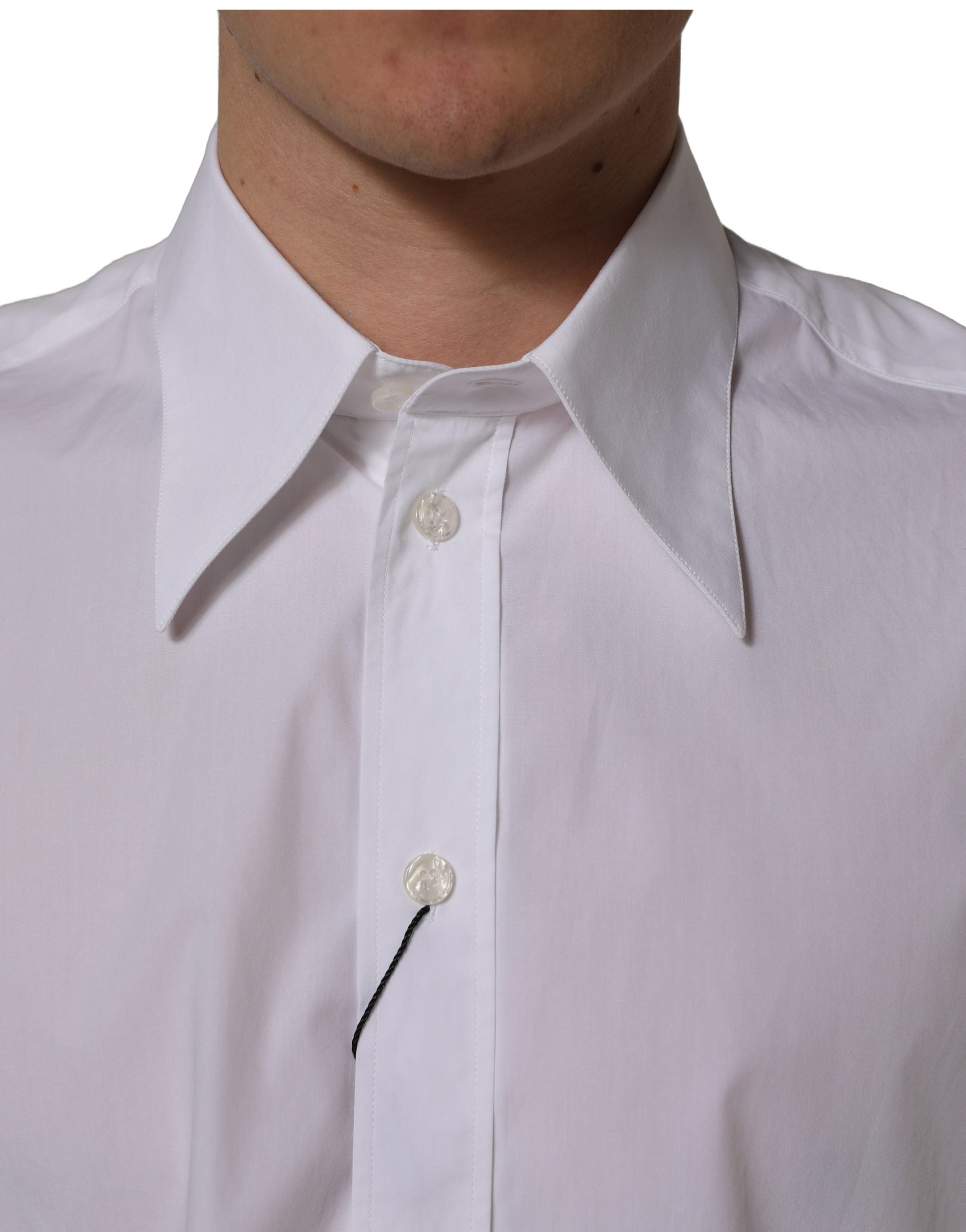 Dolce & Gabbana White Cotton Sleeveless Formal Dress Shirt