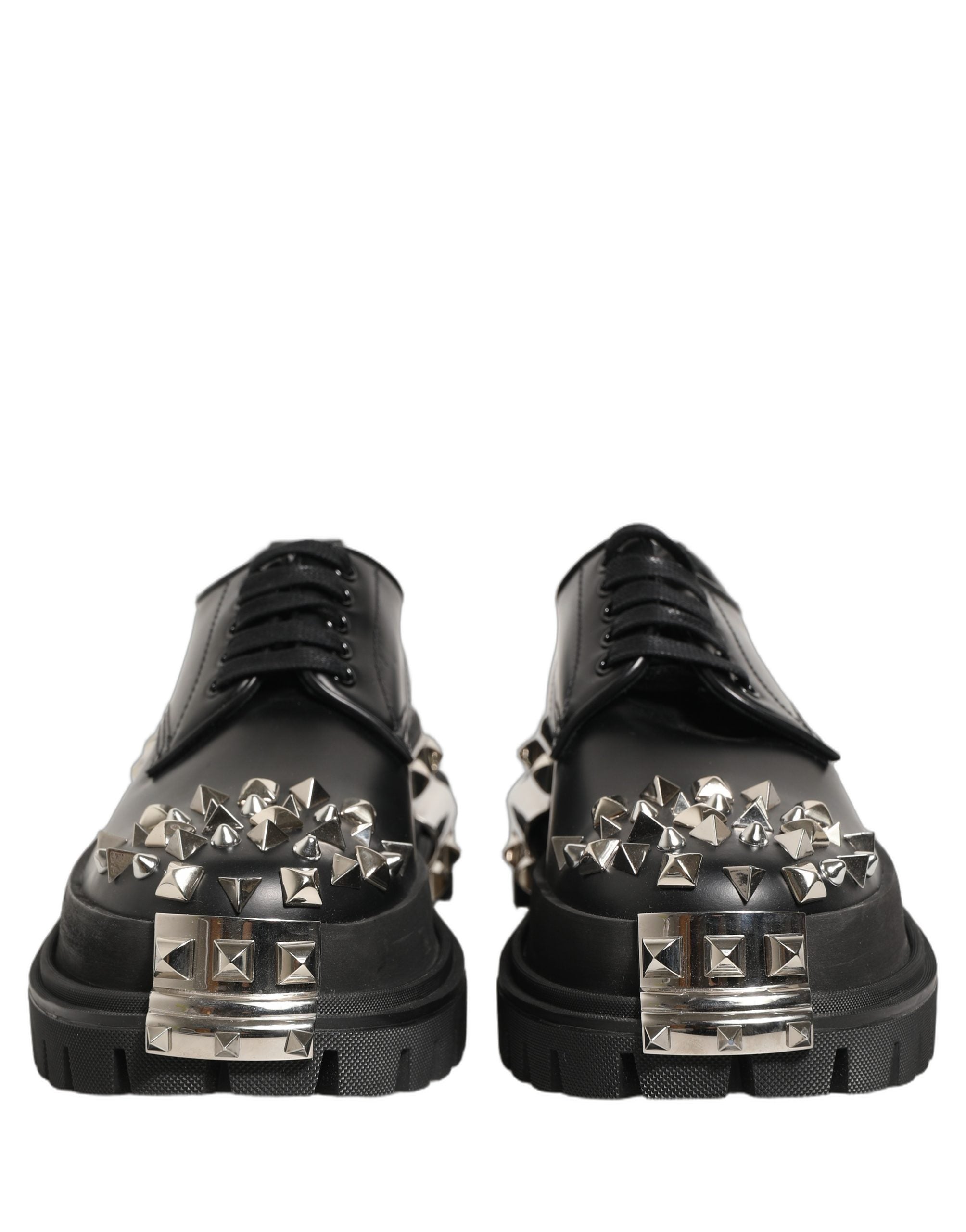 Dolce & Gabbana Black Leather Studded Hi-Trekking Derby Shoes