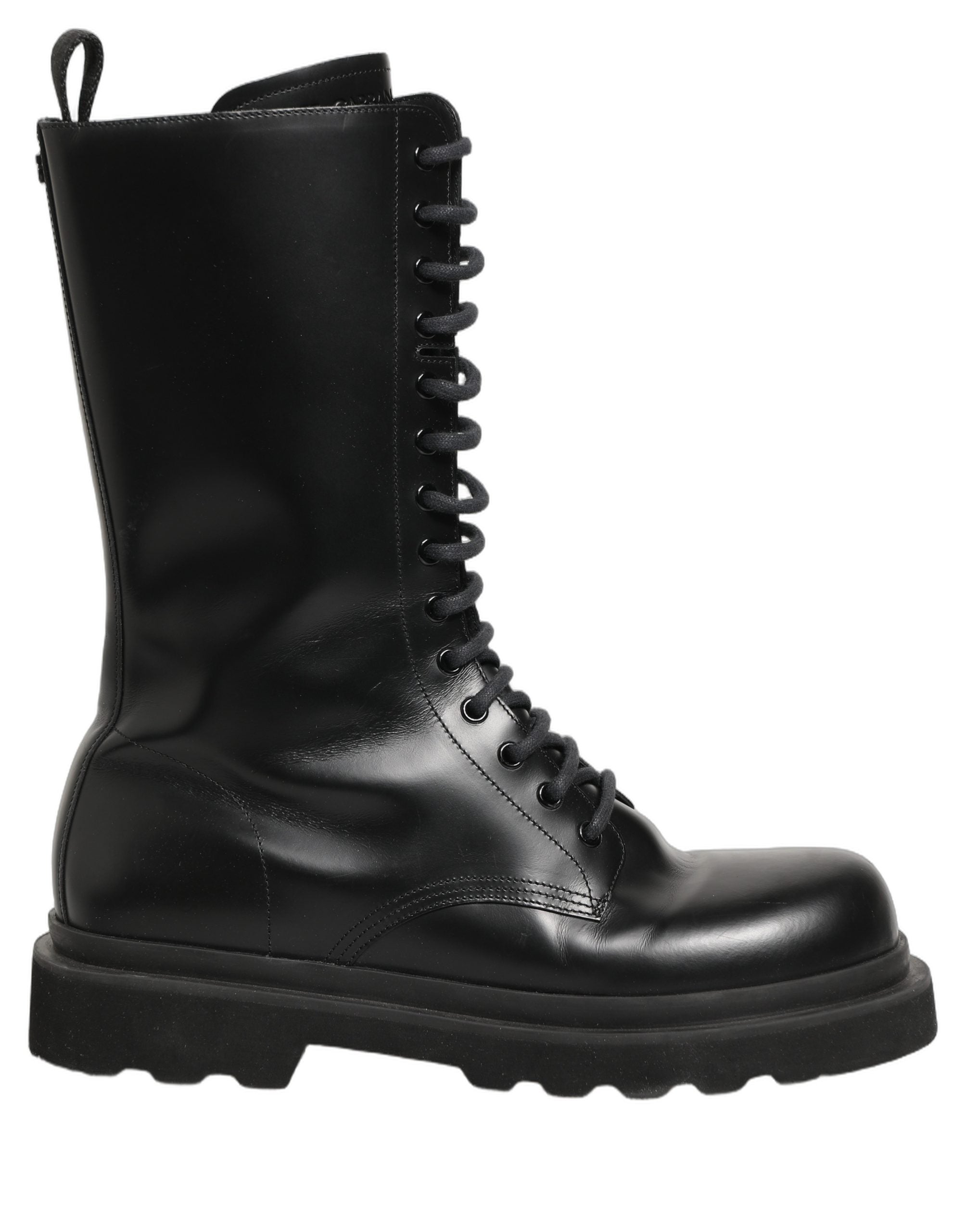 Dolce & Gabbana Black Leather Lace Up Men Combat Boots Shoes