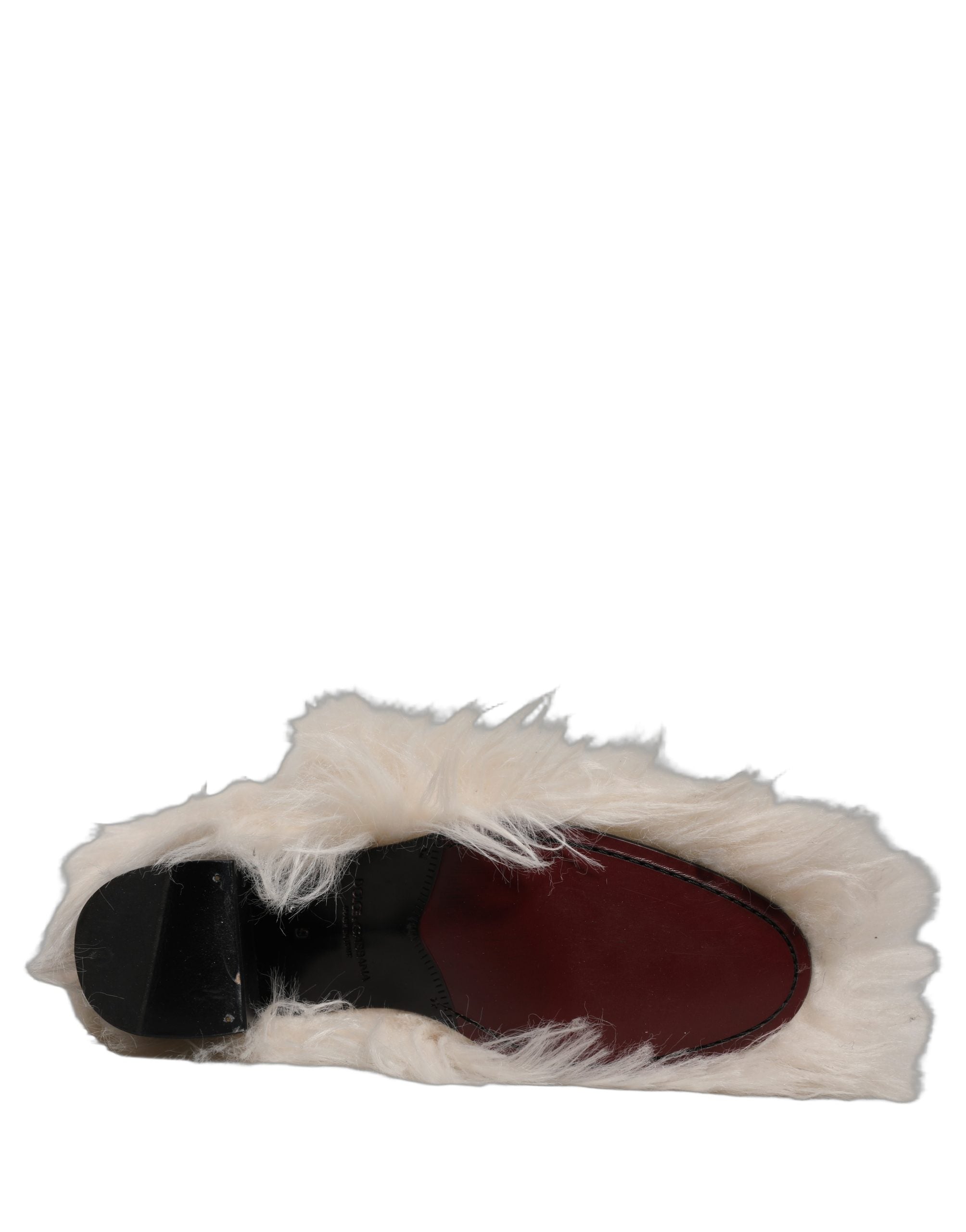 Dolce & Gabbana White Faux Fur Mid Calf Men Boots Shoes