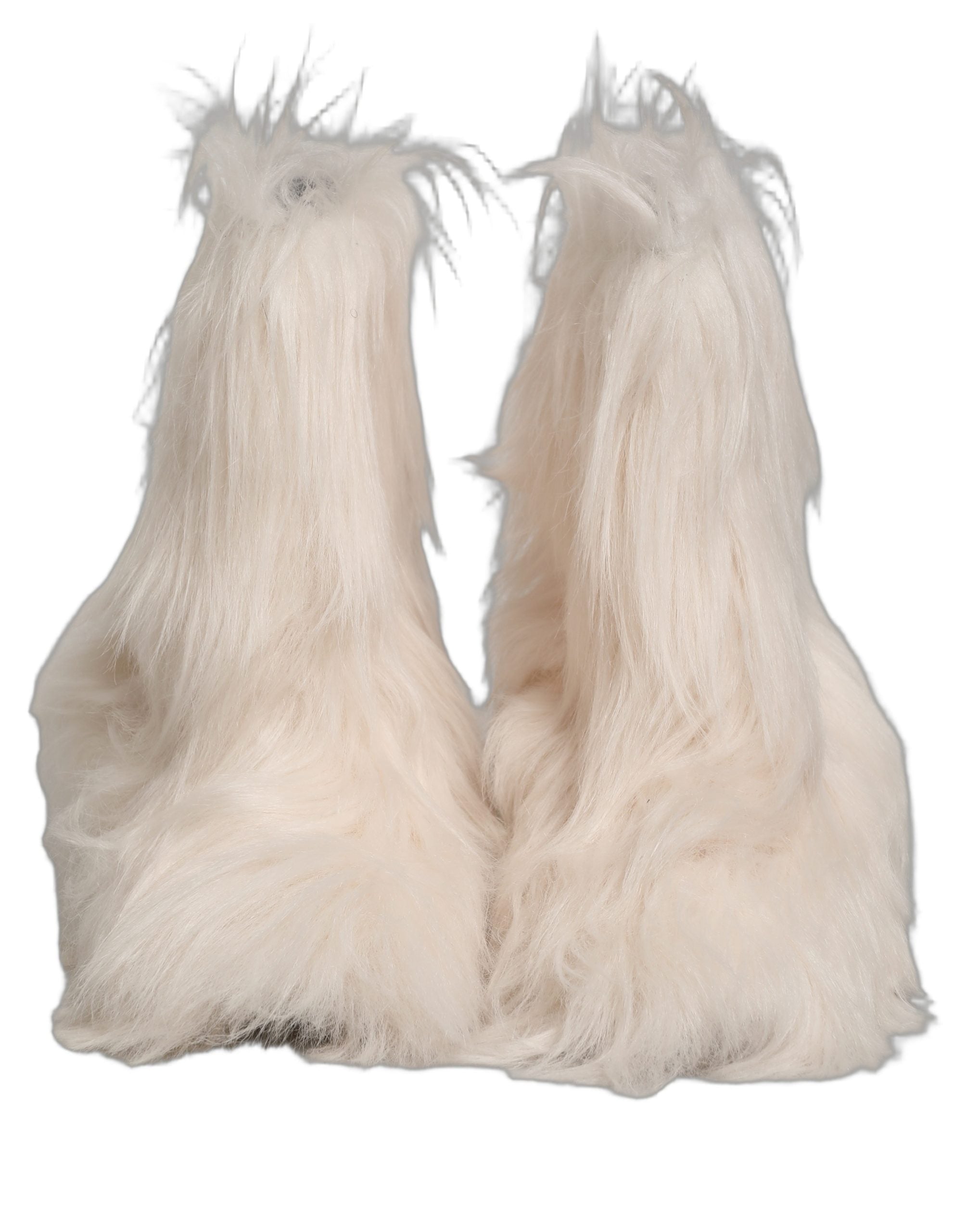 Dolce & Gabbana White Faux Fur Mid Calf Men Boots Shoes