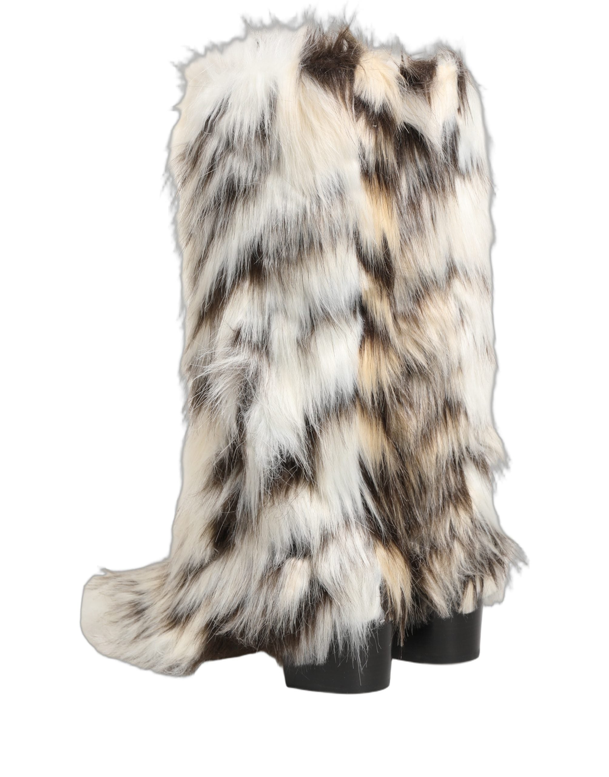 Dolce & Gabbana Multicolor Knee High Faux Fur Boots Shoes