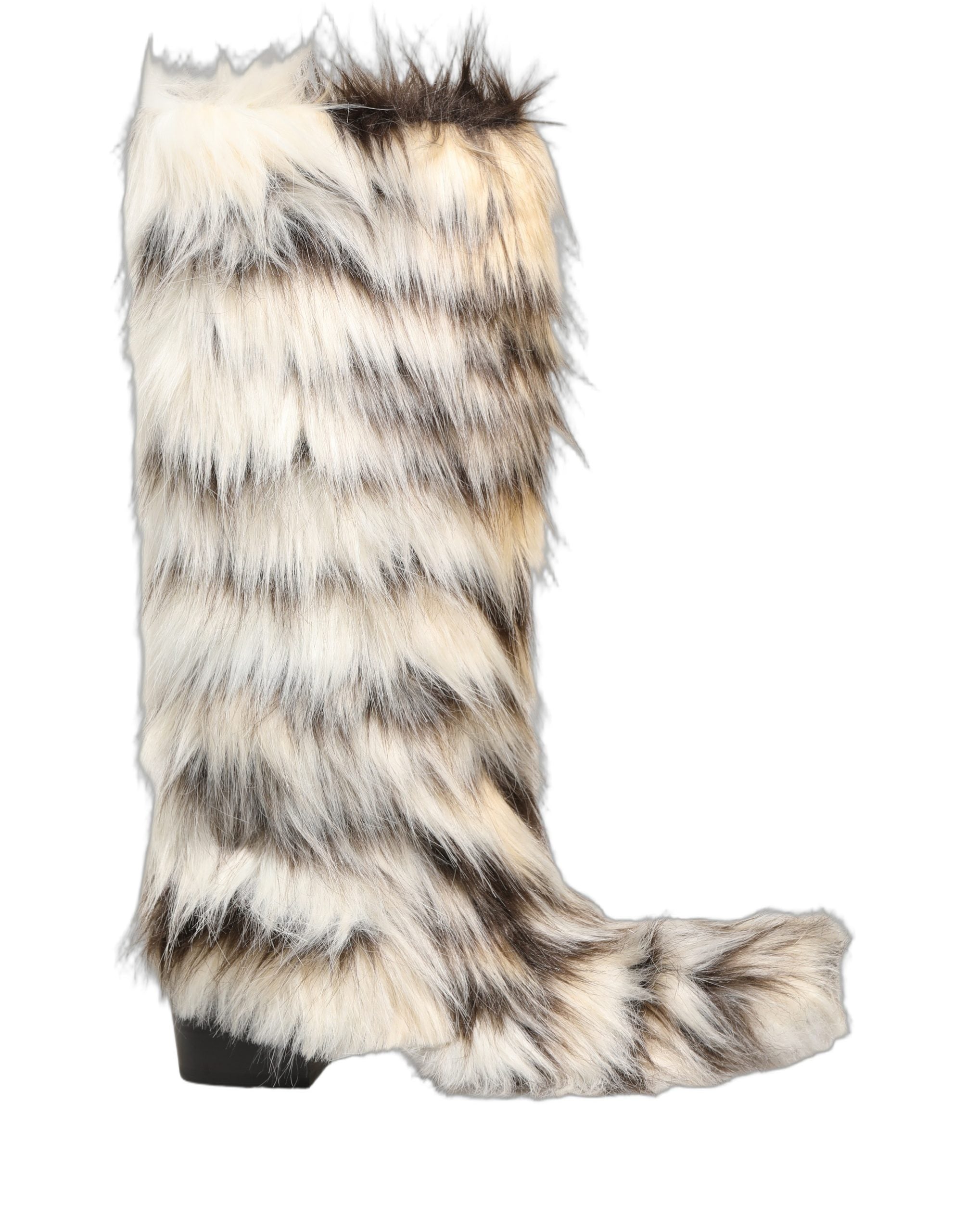 Dolce & Gabbana Multicolor Knee High Faux Fur Boots Shoes