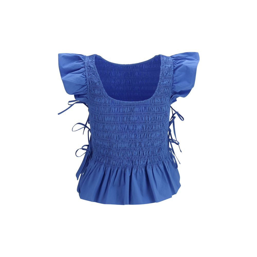 Ganni Blue Cotton Blouse