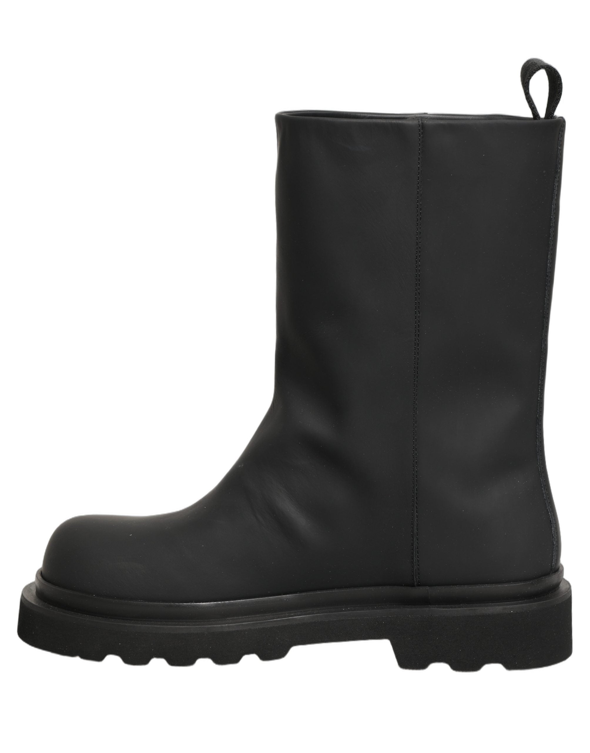 Dolce & Gabbana Black Leather Mid Calf Chunky Men Boots Shoes