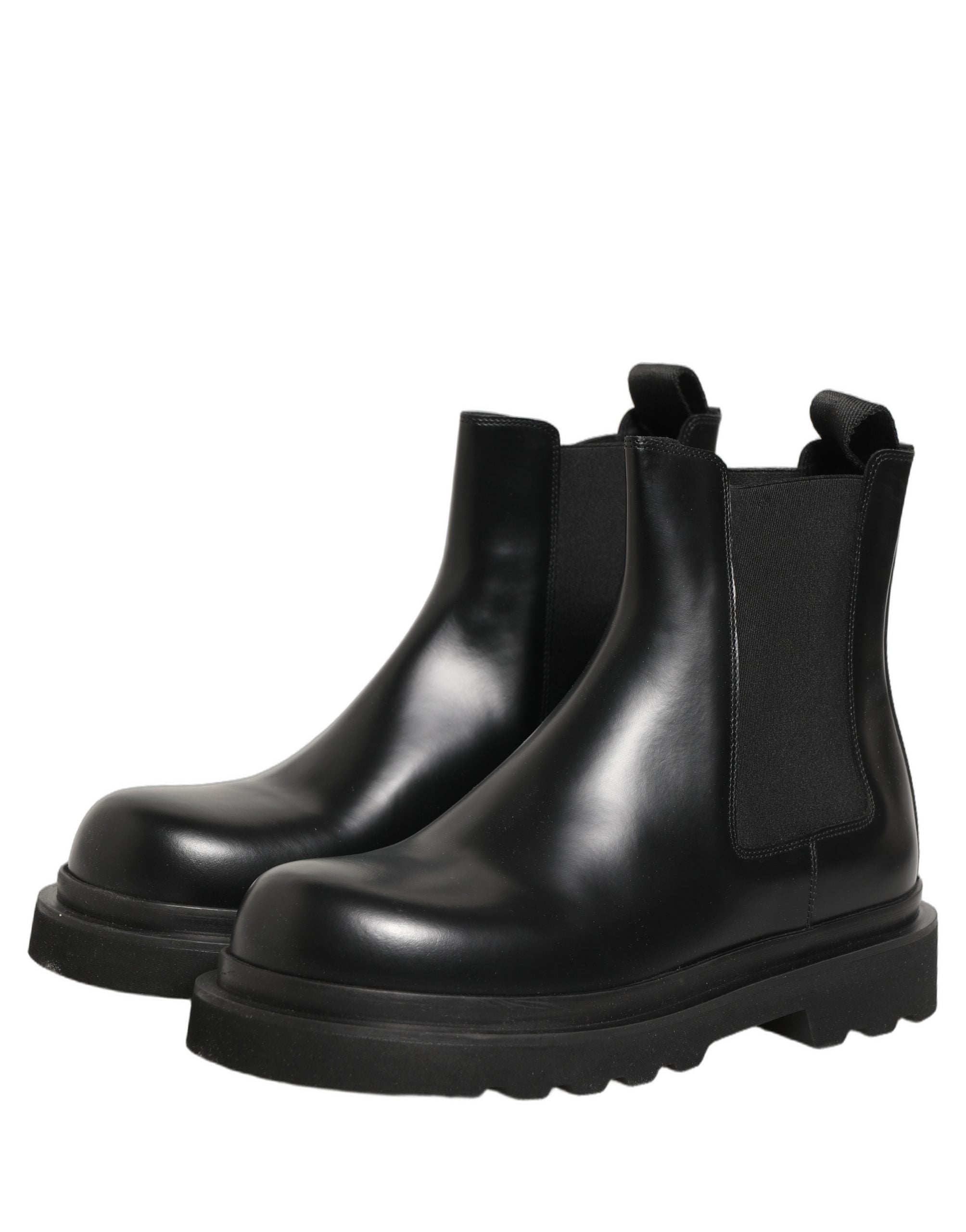 Dolce & Gabbana Black Chelsea Boots Leather Slip On Men Shoes