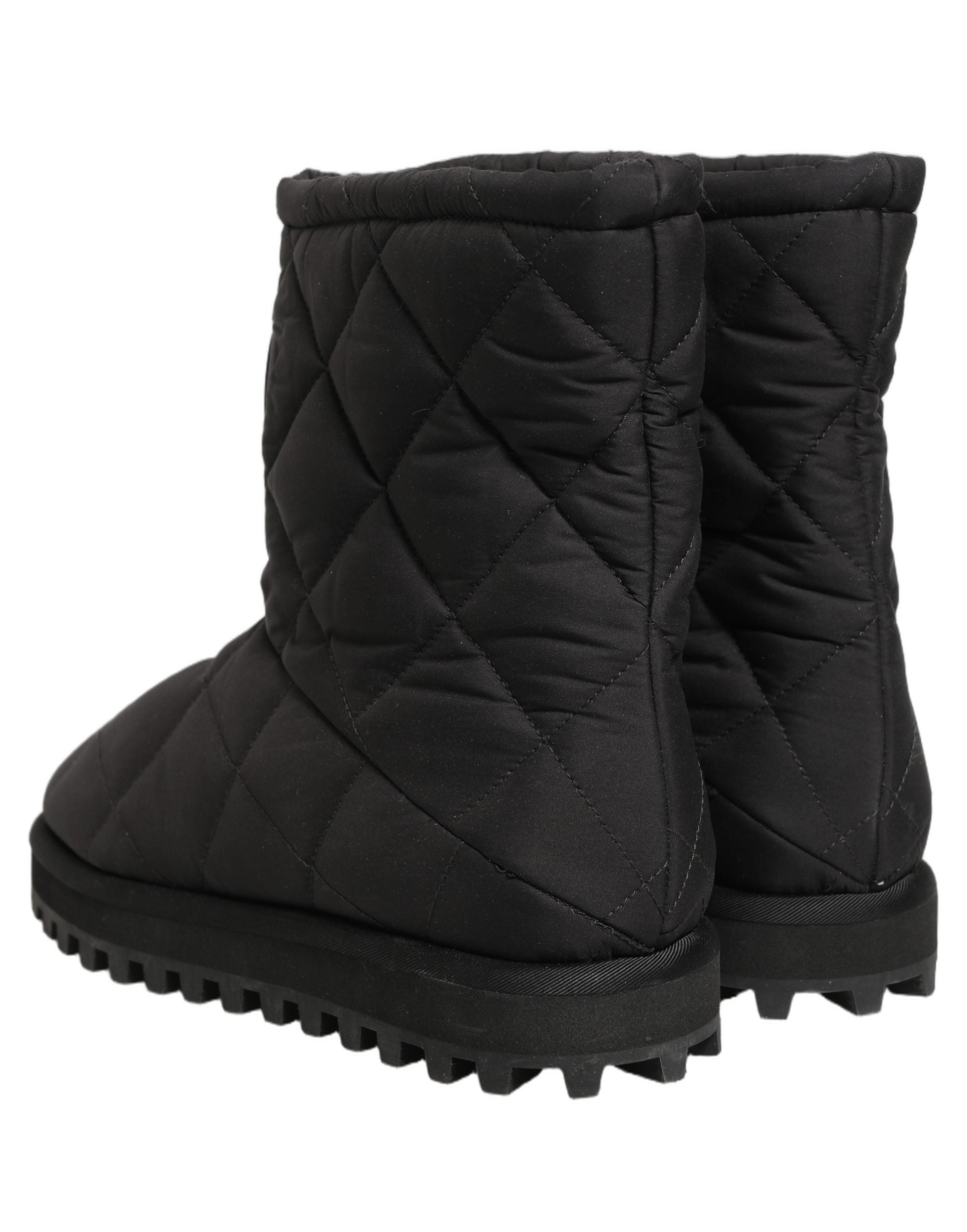 Dolce & Gabbana Black Quilted Effect Mid Calf Boots Shoes