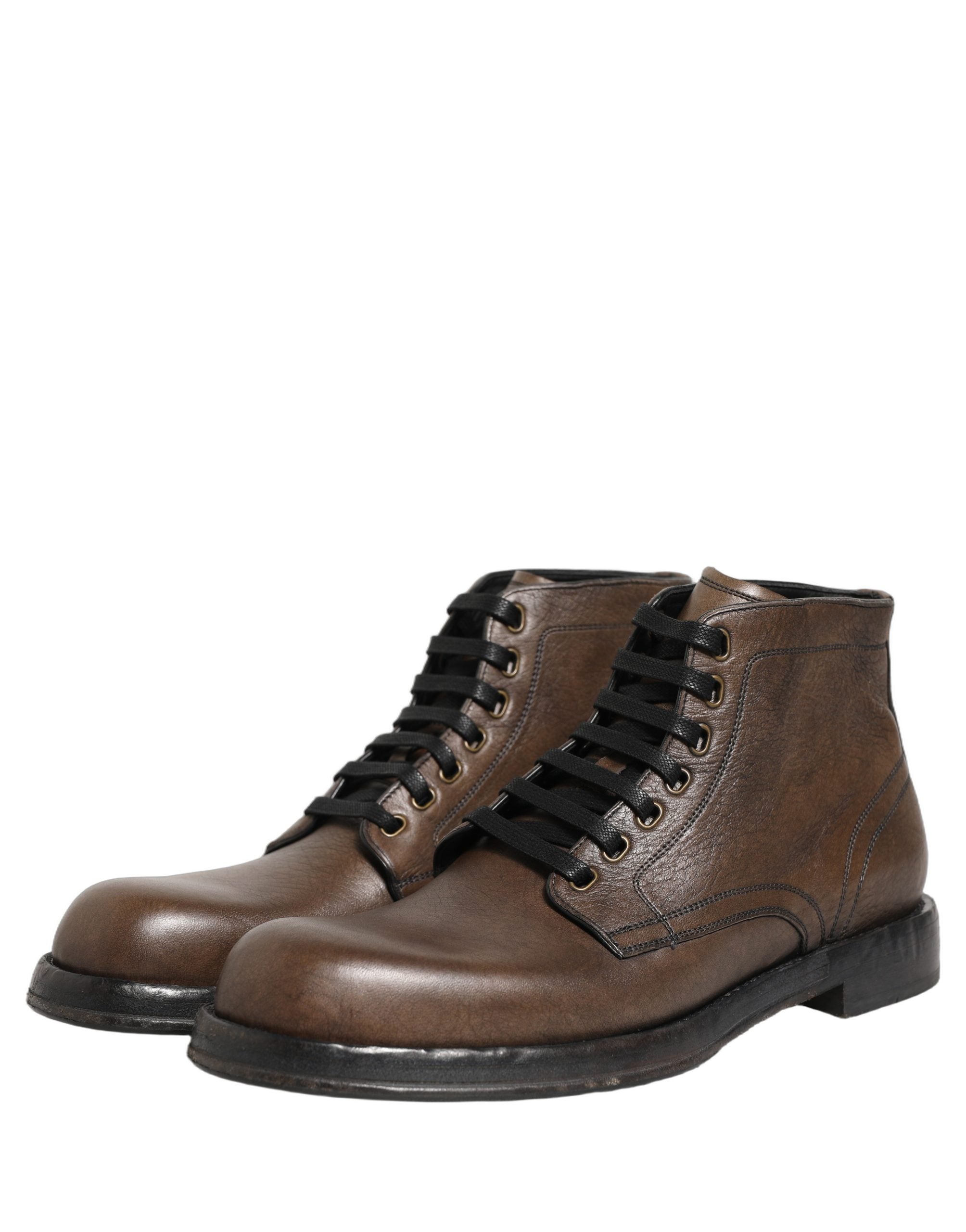 Dolce & Gabbana Brown Perugino Leather Men Ankle Boots Shoes