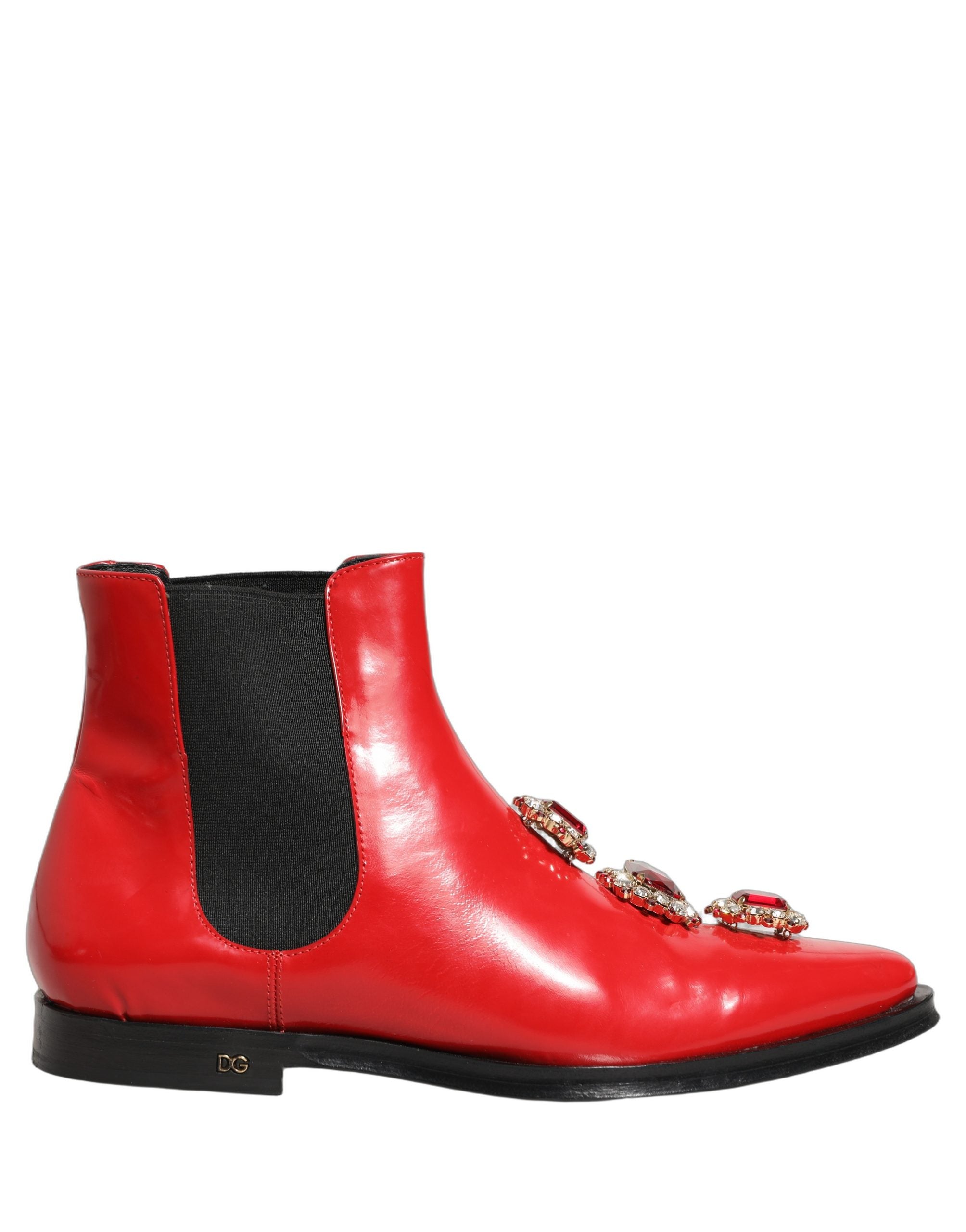 Dolce & Gabbana Red Embellished Chelsea Men Ankle Boots Shoes