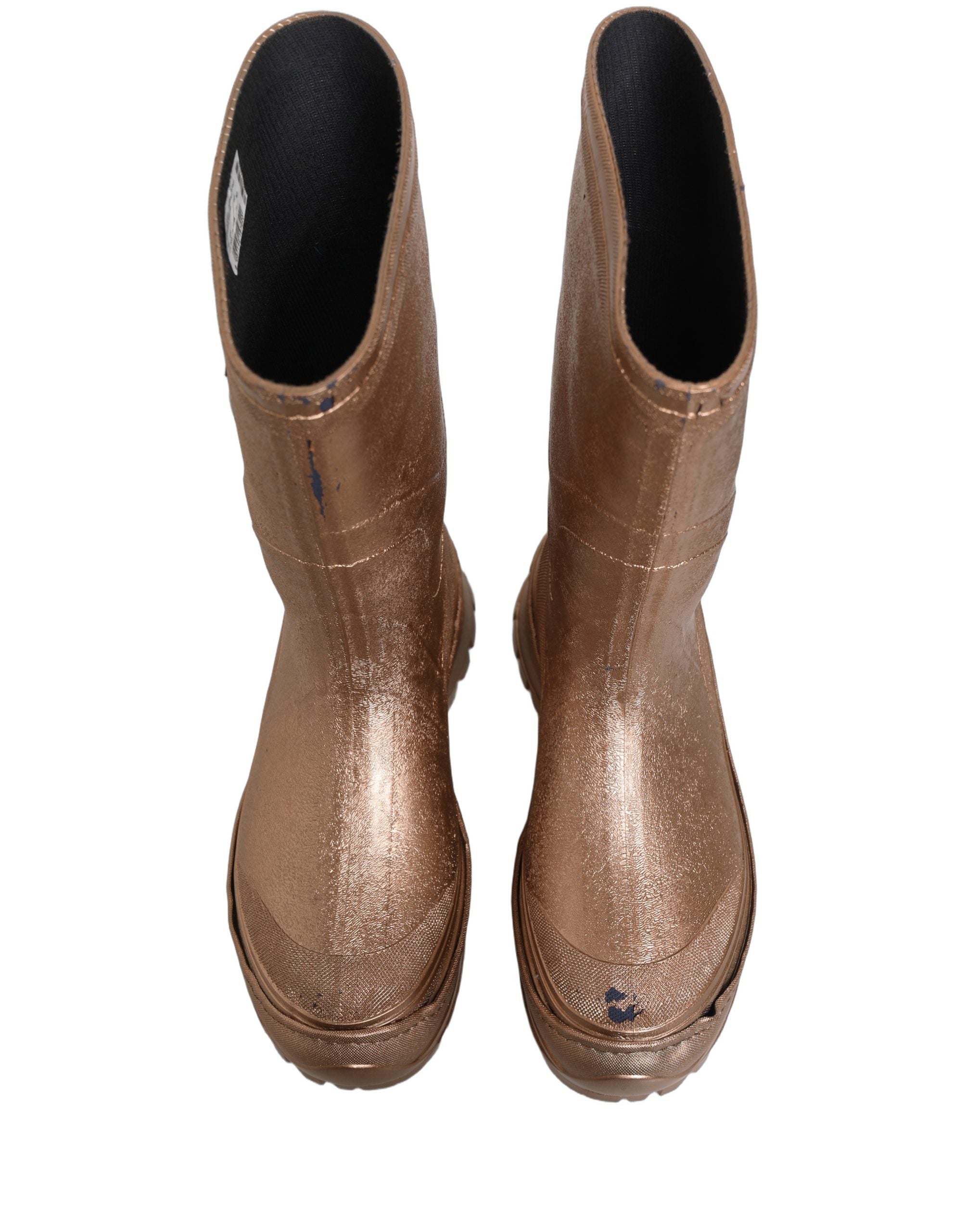 Dolce & Gabbana Rose Gold PVC Pull On Rain Boots Men Shoes