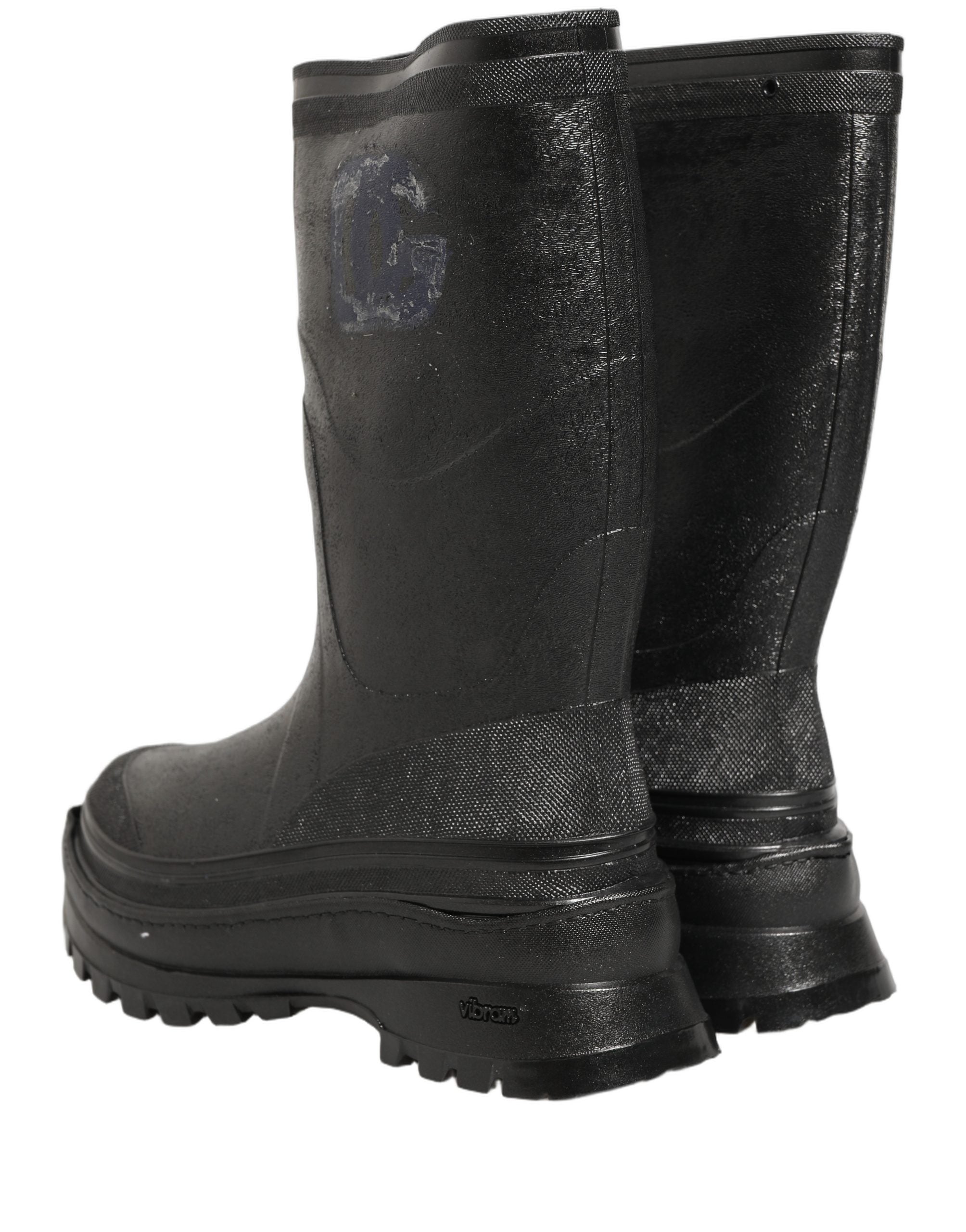 Dolce & Gabbana Black PVC Pull On Rain Boots Men Shoes