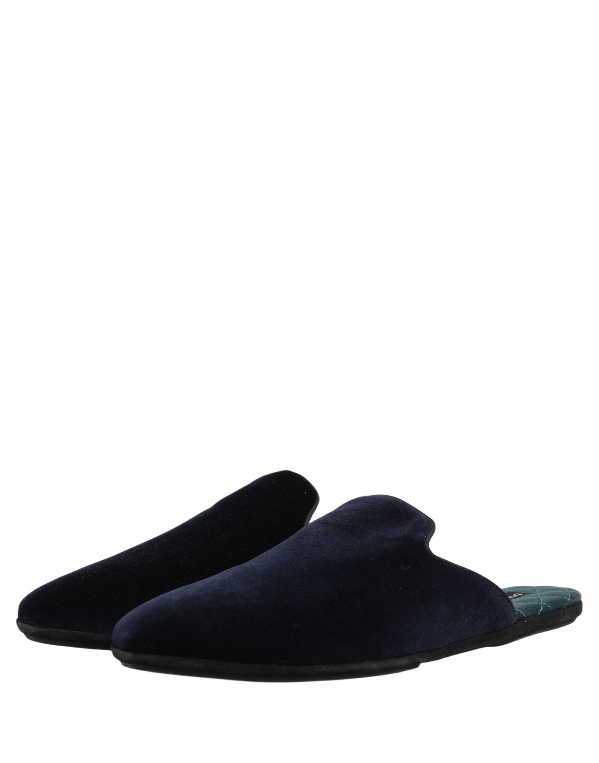 Dolce & Gabbana Dark Blue Suede Slides Flat Slipper Men Shoes