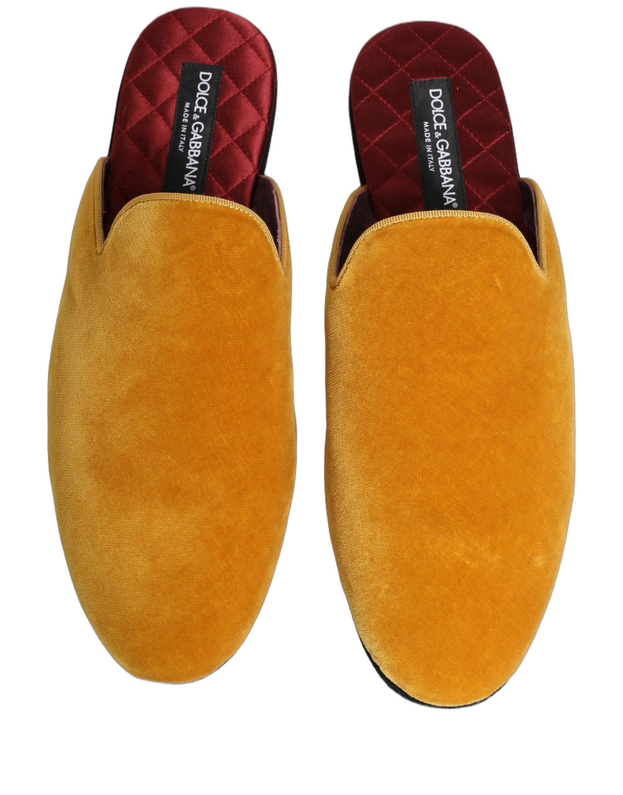 Dolce & Gabbana Yellow Suede Slides Flat Slipper Men Shoes