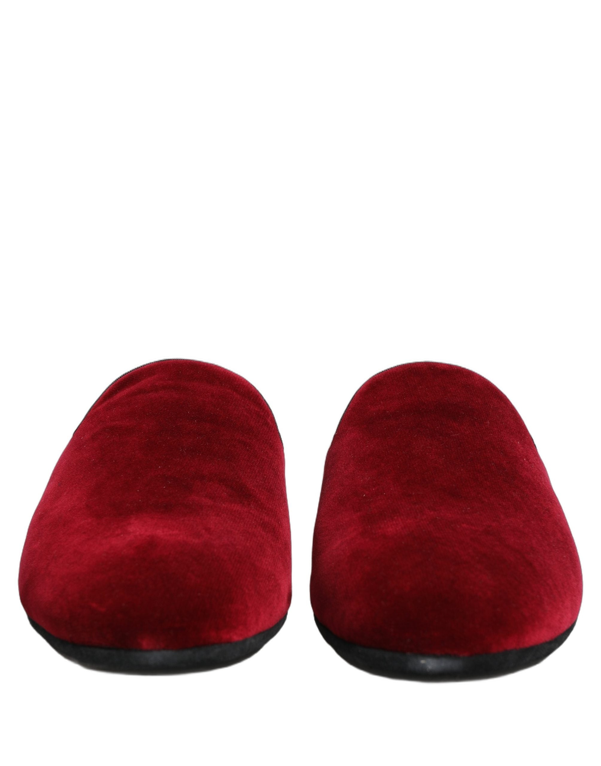 Dolce & Gabbana Red Suede Slides Flat Slipper Men Shoes