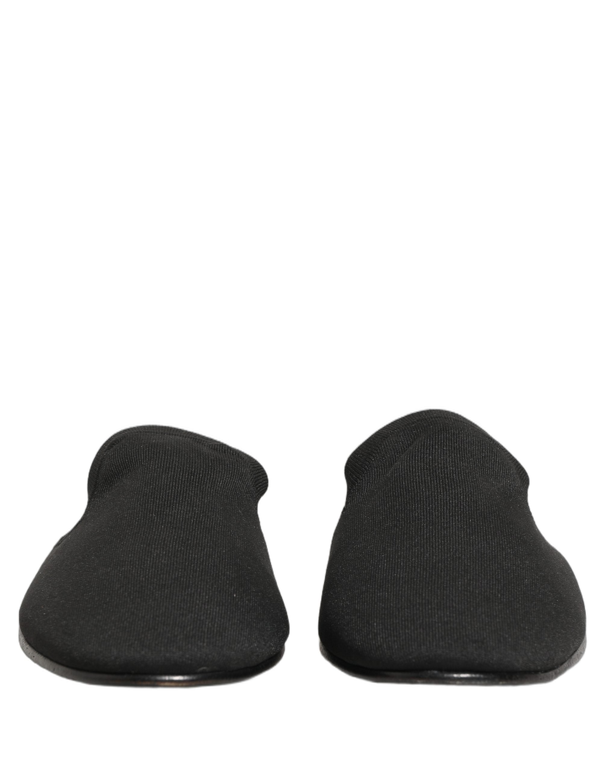 Dolce & Gabbana Black Suede Slides Flat Slipper Men Shoes