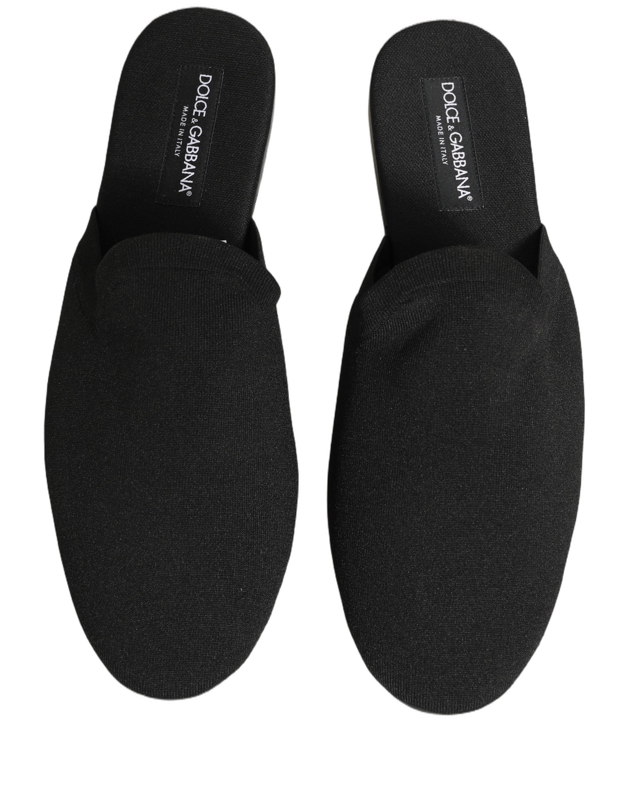 Dolce & Gabbana Black Suede Slides Flat Slipper Men Shoes