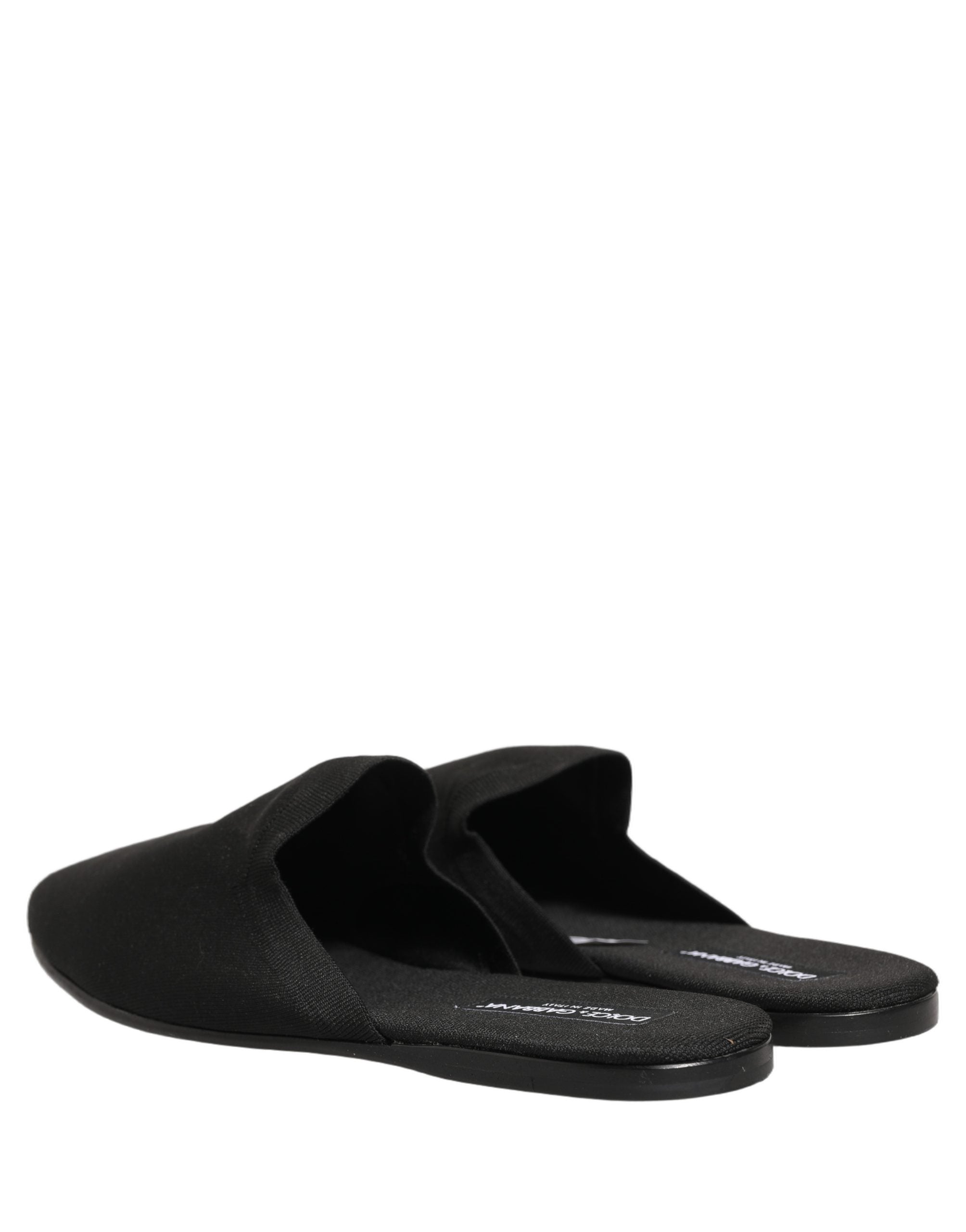 Dolce & Gabbana Black Suede Slides Flat Slipper Men Shoes