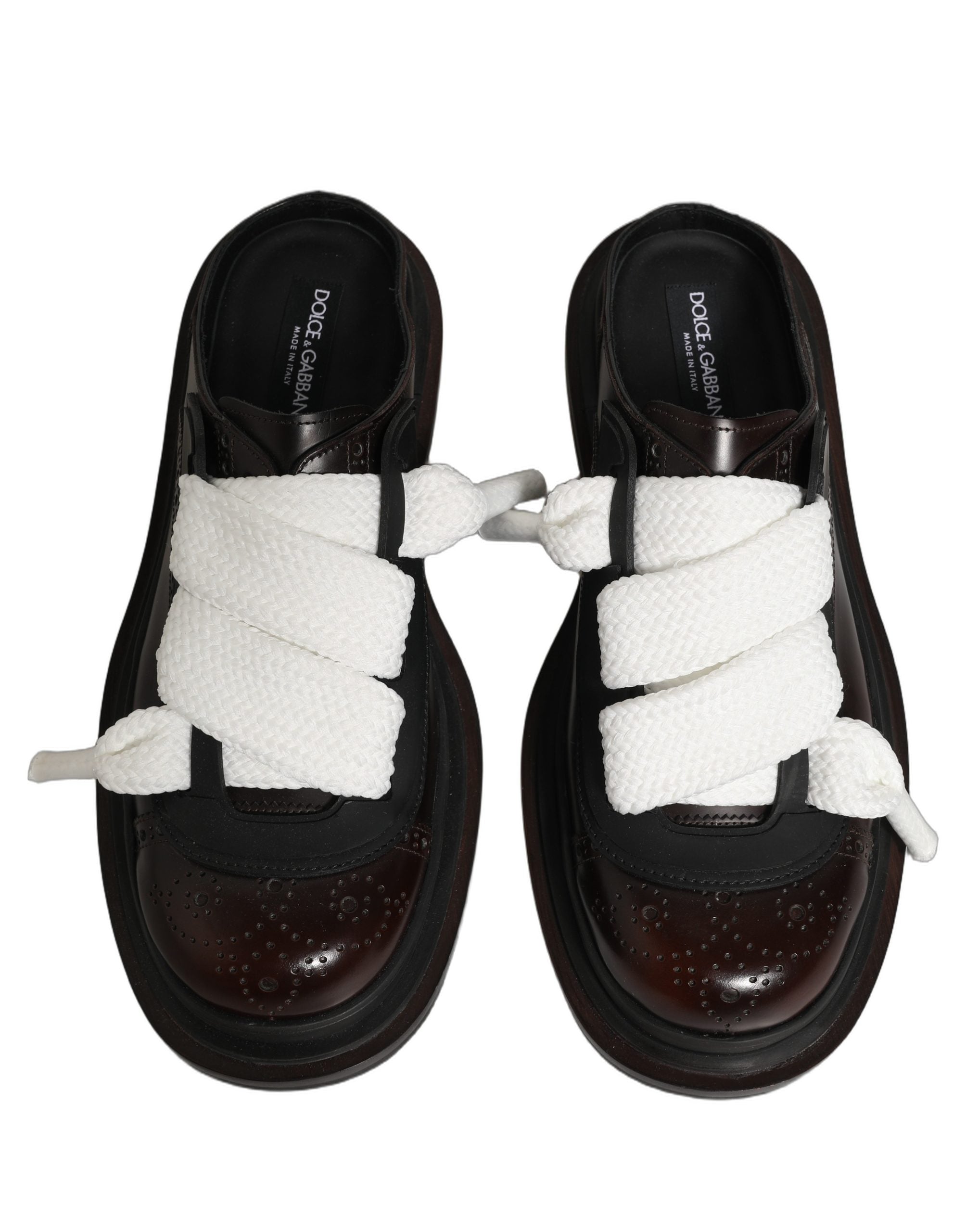 Dolce & Gabbana Brown Leather Slip On Flat Sandals Men Shoes
