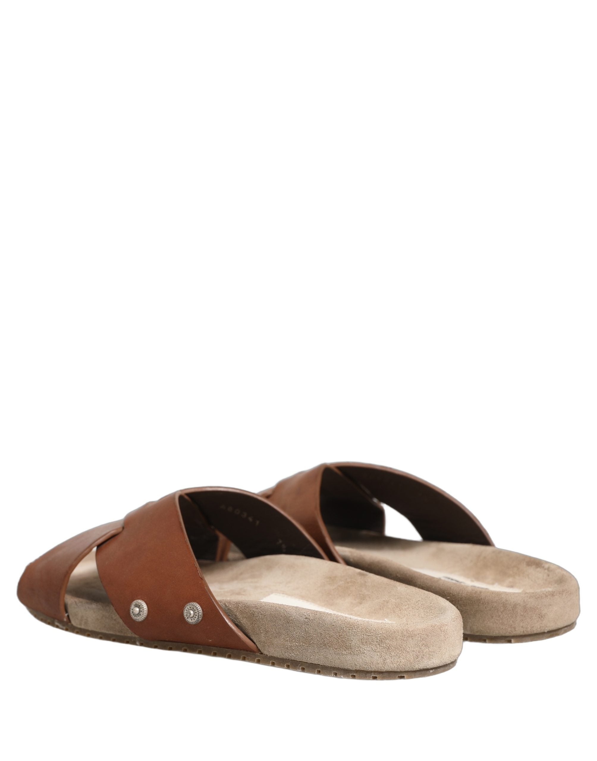 Dolce & Gabbana Brown Calf Leather Slides Sandals Shoes