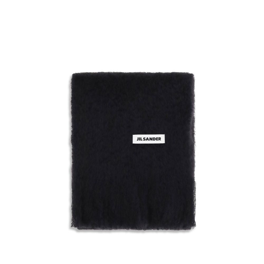 Jil Sander Black Wool Oves Aries Scarf