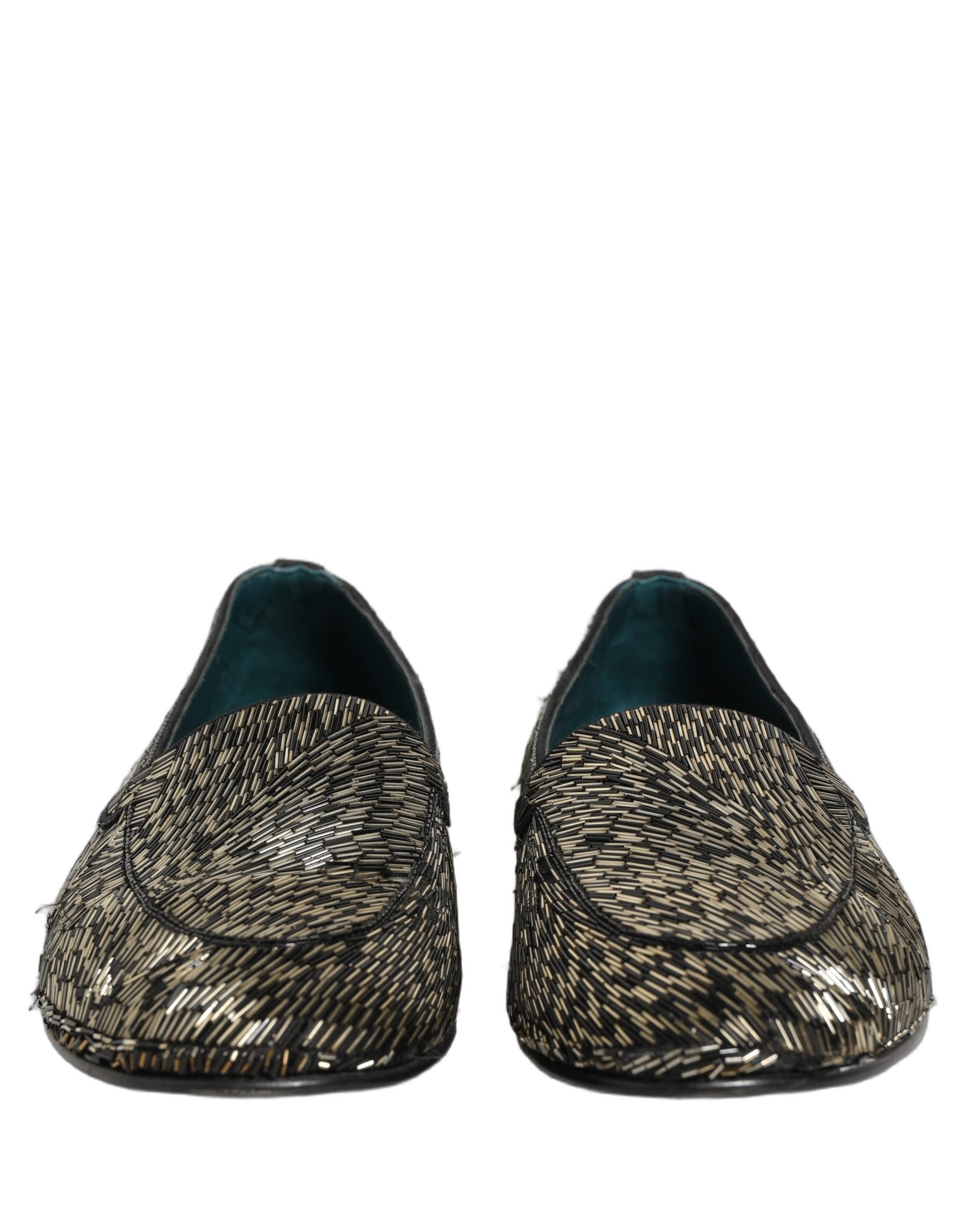 Dolce & Gabbana Black Silver Embellished Dress Loafers Shoes
