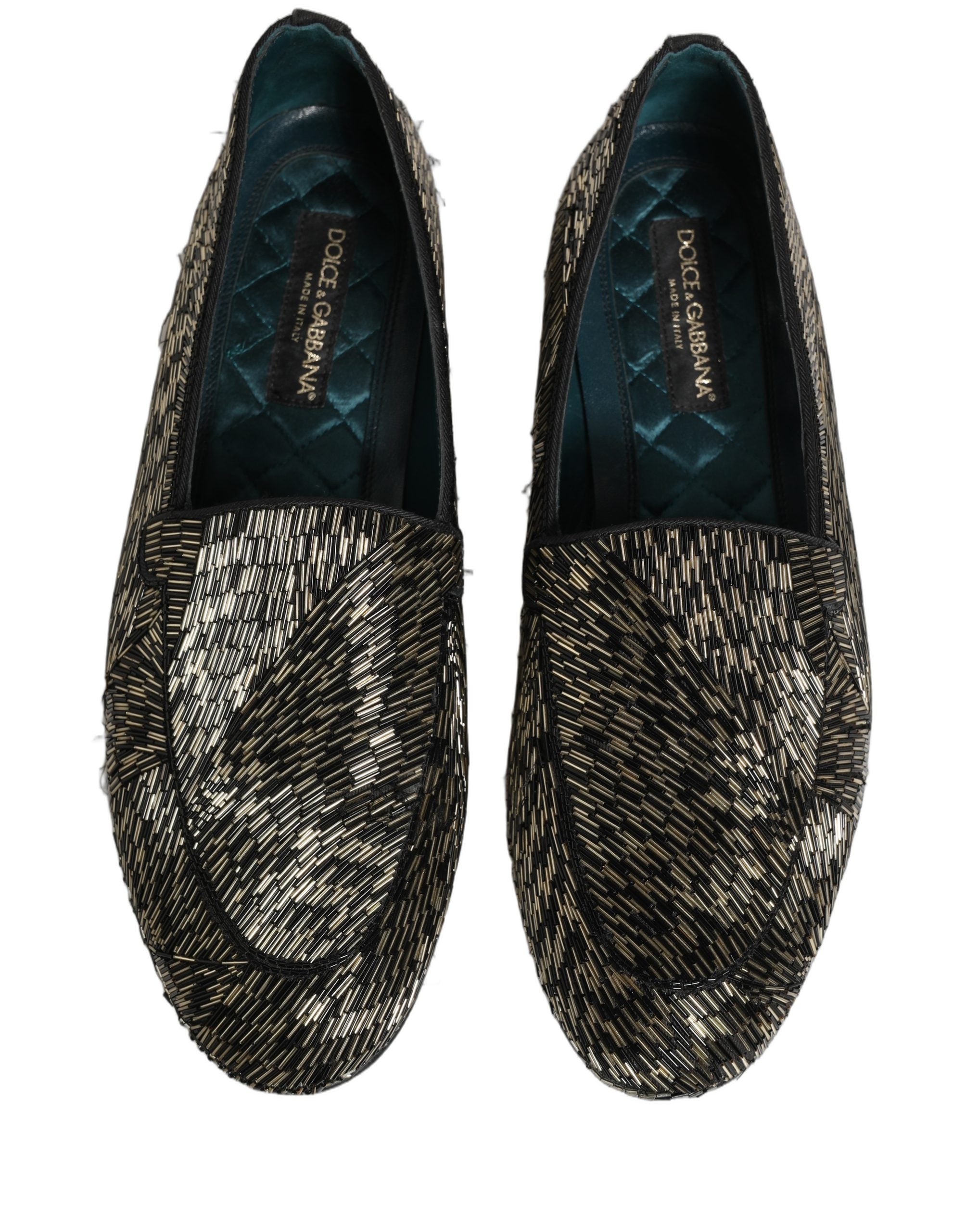 Dolce & Gabbana Black Silver Embellished Dress Loafers Shoes