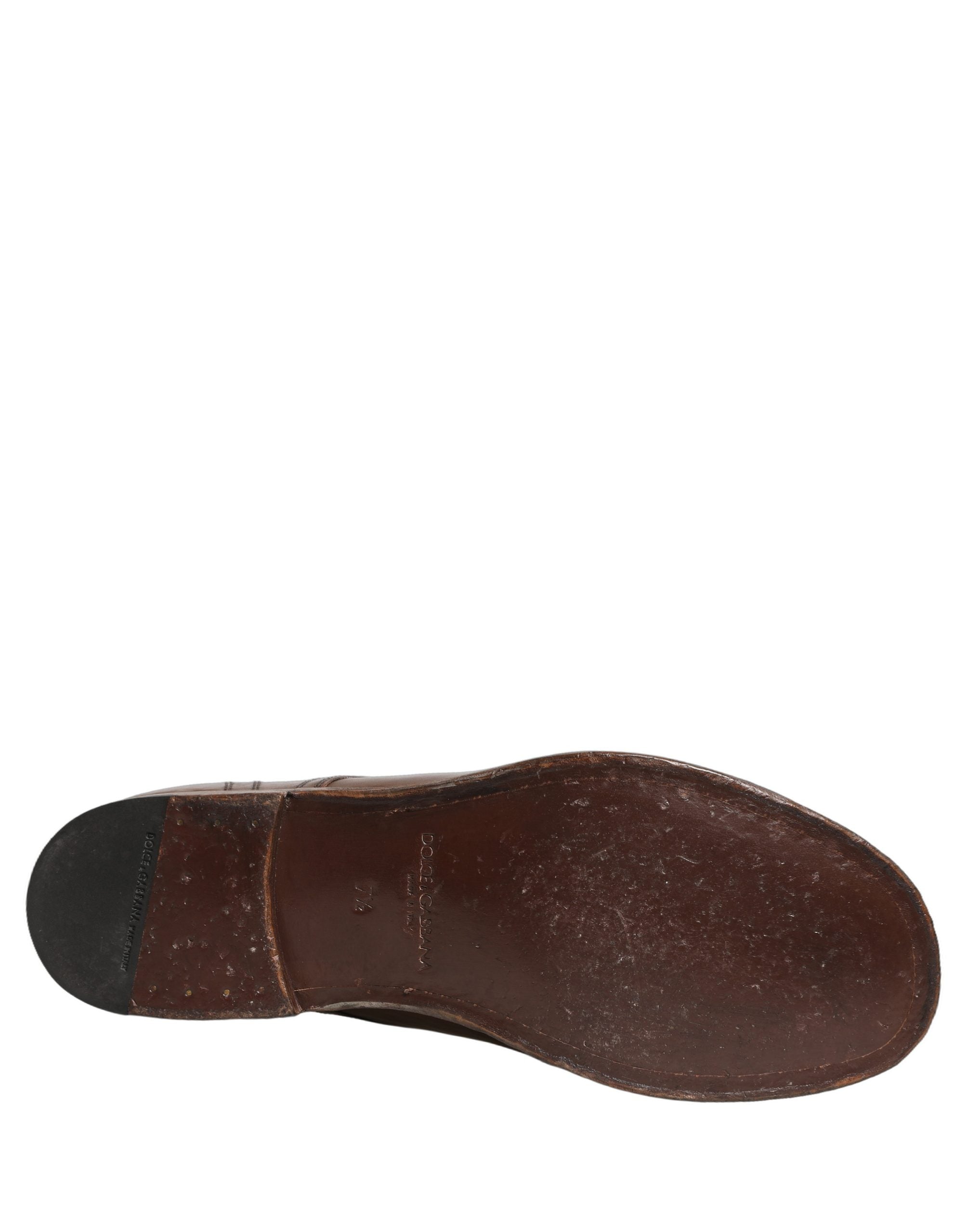 Dolce & Gabbana Brown Leather Derby Dress Men Formal Shoes