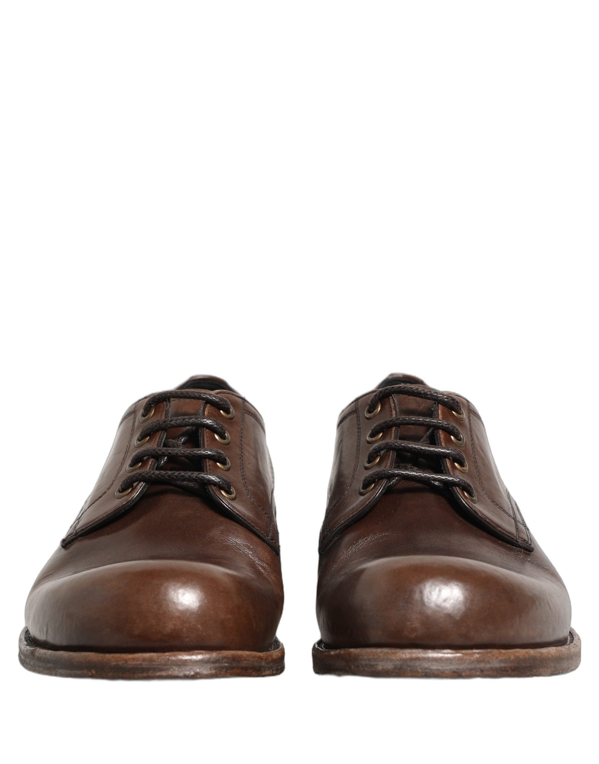 Dolce & Gabbana Brown Leather Derby Dress Men Formal Shoes