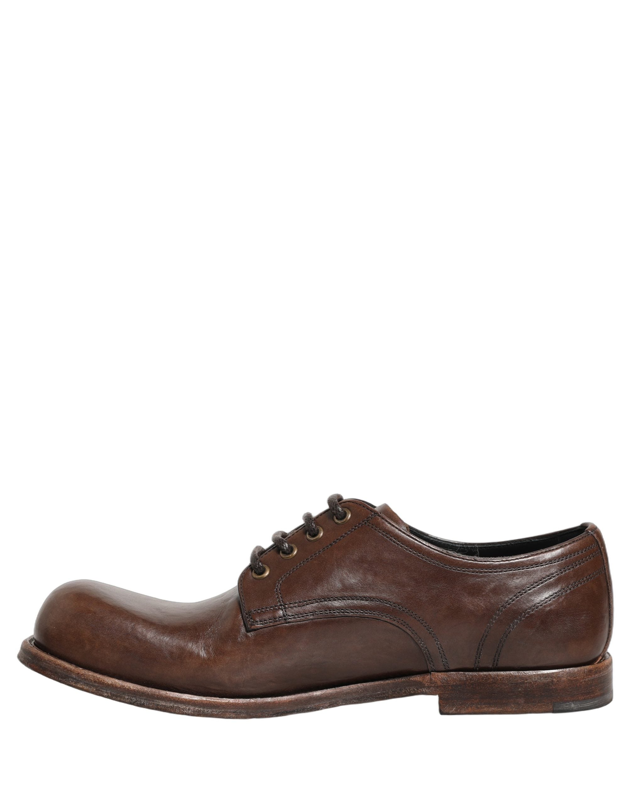 Dolce & Gabbana Brown Leather Derby Dress Men Formal Shoes