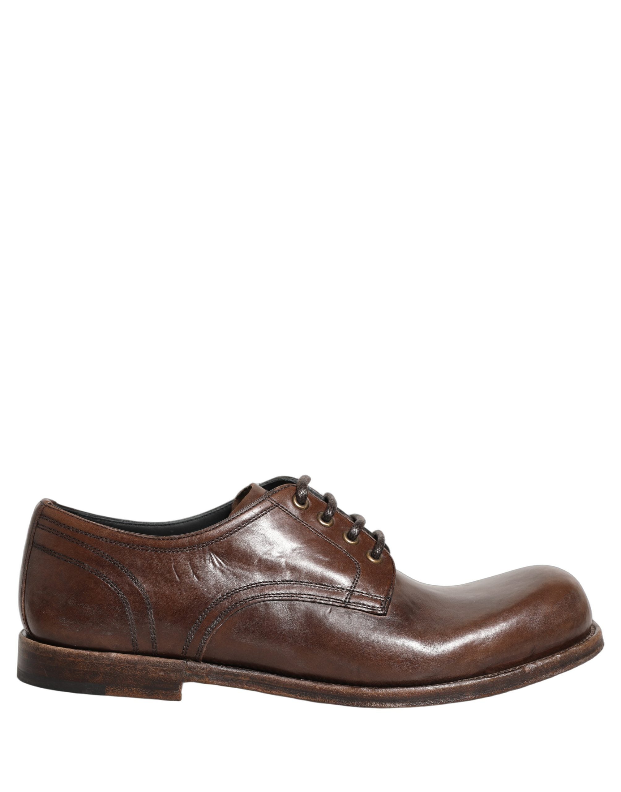 Dolce & Gabbana Brown Leather Derby Dress Men Formal Shoes