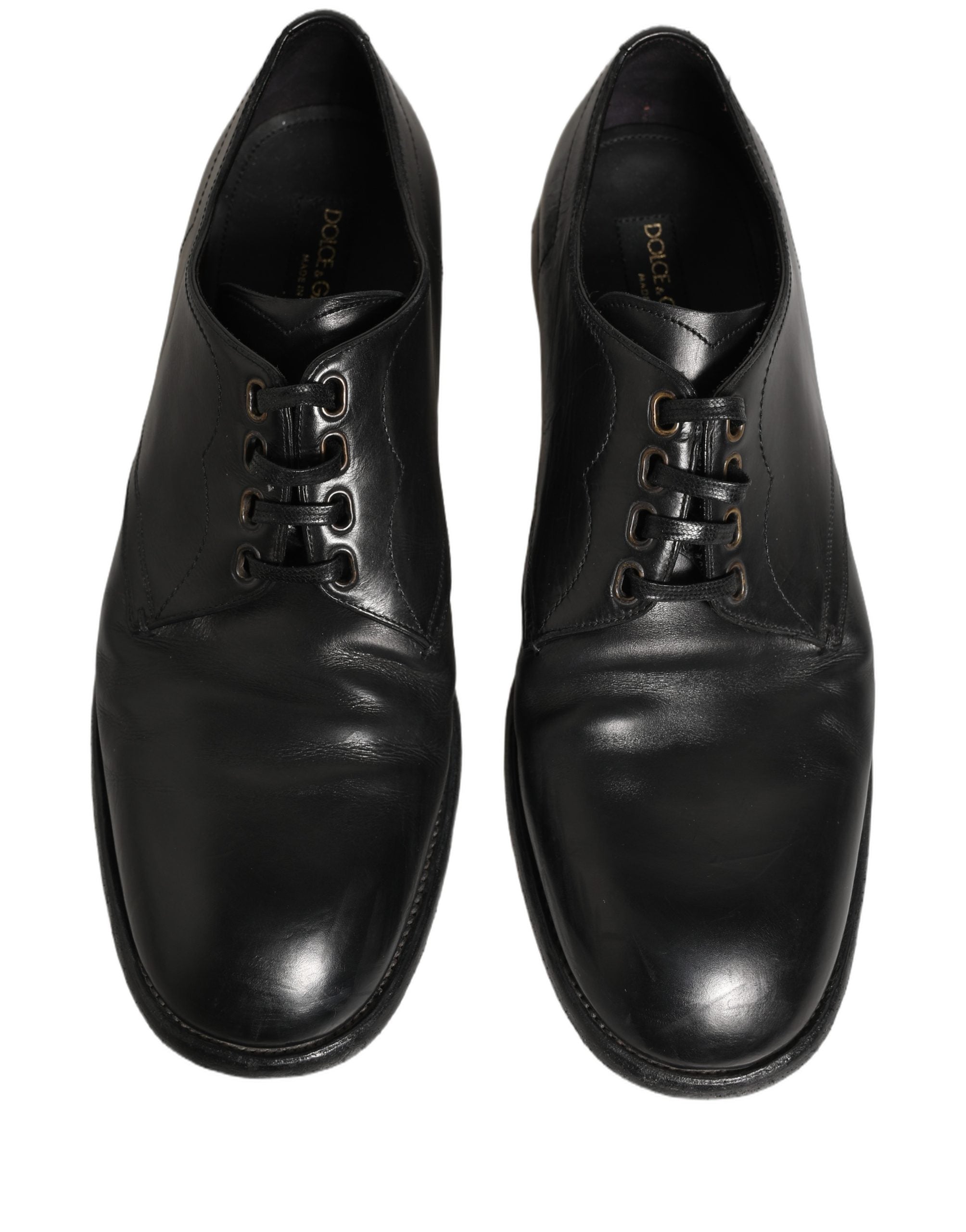 Dolce & Gabbana Black Leather Derby Dress Men Formal Shoes