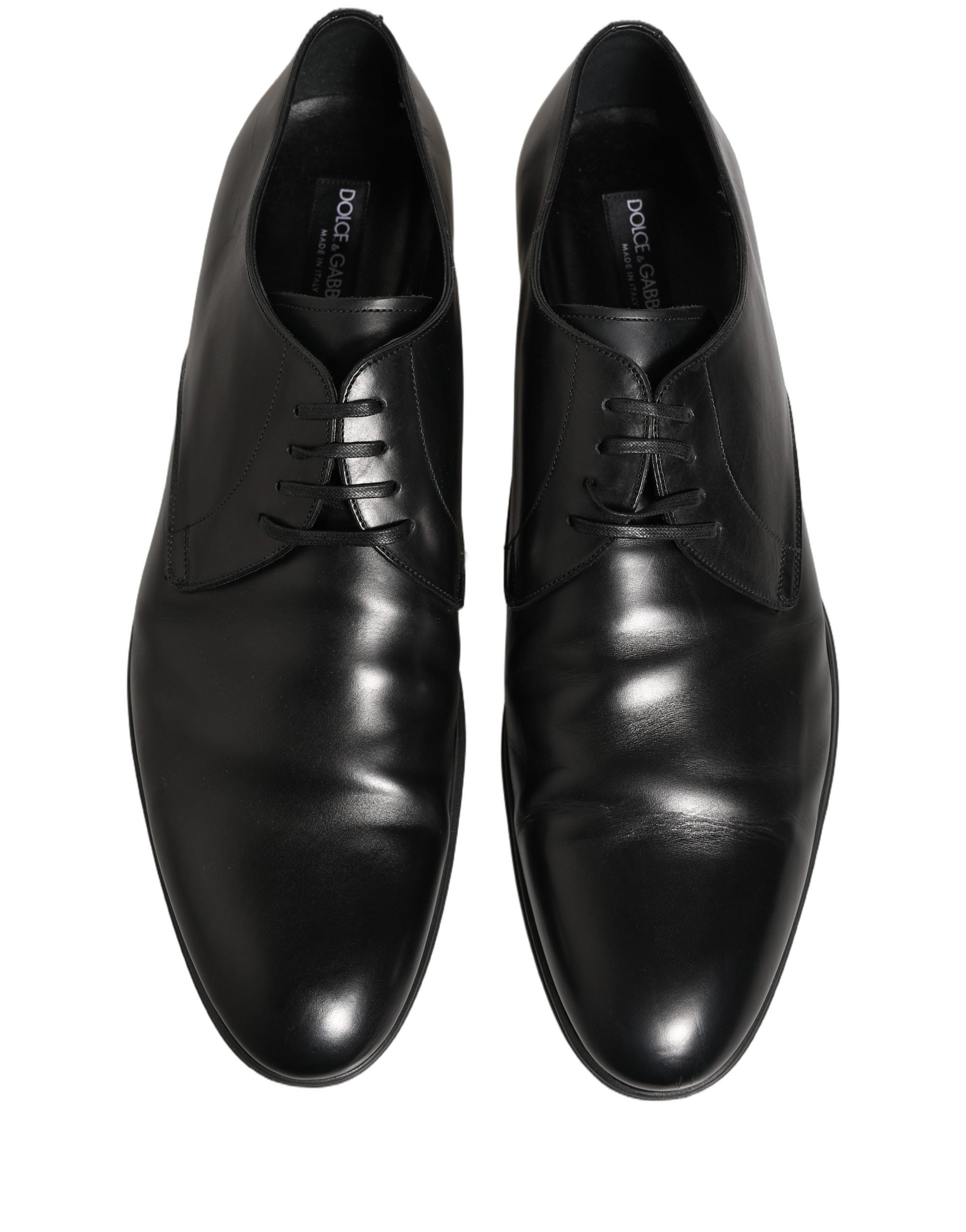 Dolce & Gabbana Black Leather Men Derby Dress Formal Shoes