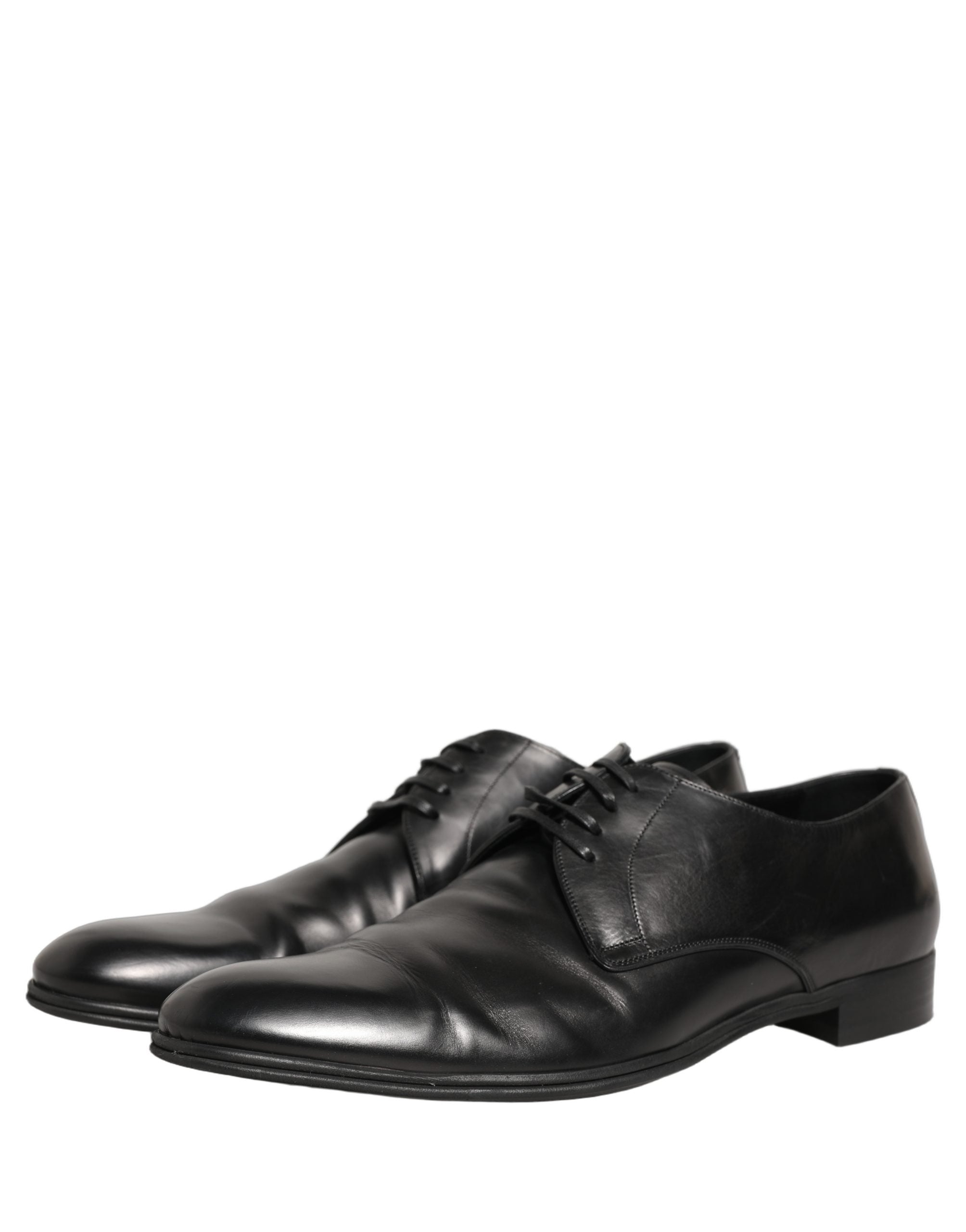 Dolce & Gabbana Black Leather Men Derby Dress Formal Shoes