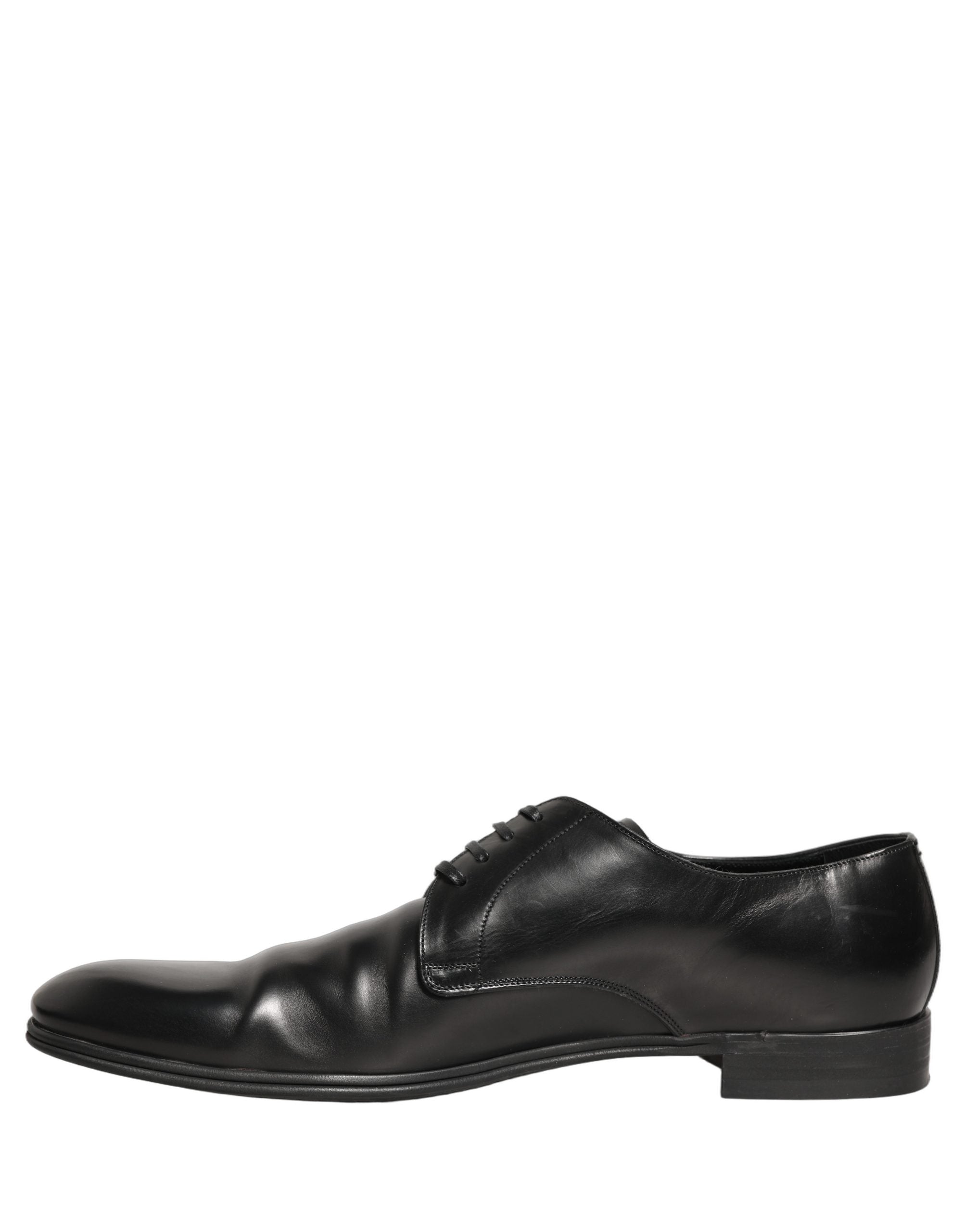 Dolce & Gabbana Black Leather Men Derby Dress Formal Shoes
