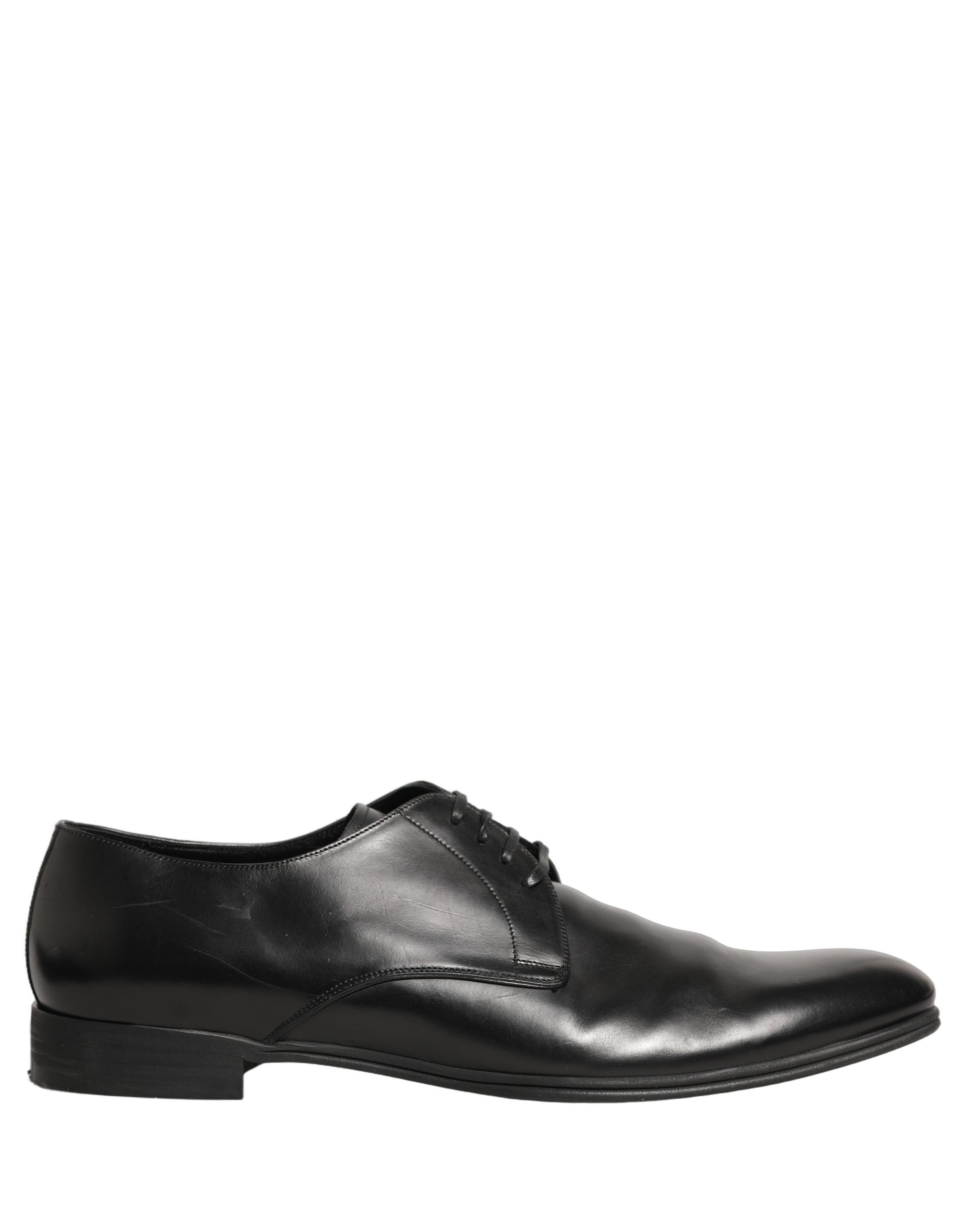 Dolce & Gabbana Black Leather Men Derby Dress Formal Shoes