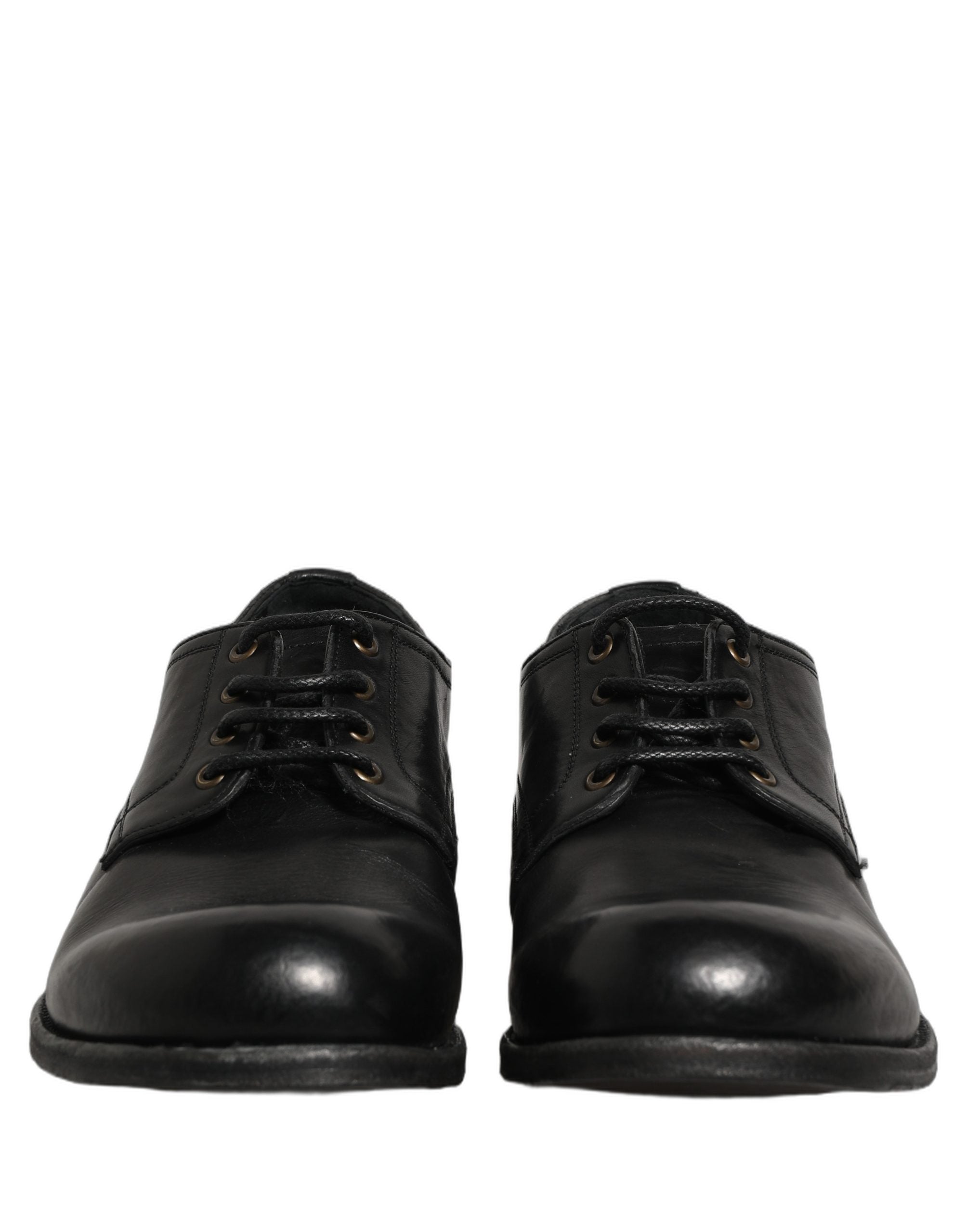Dolce & Gabbana Black Leather Men Derby Dress Formal Shoes