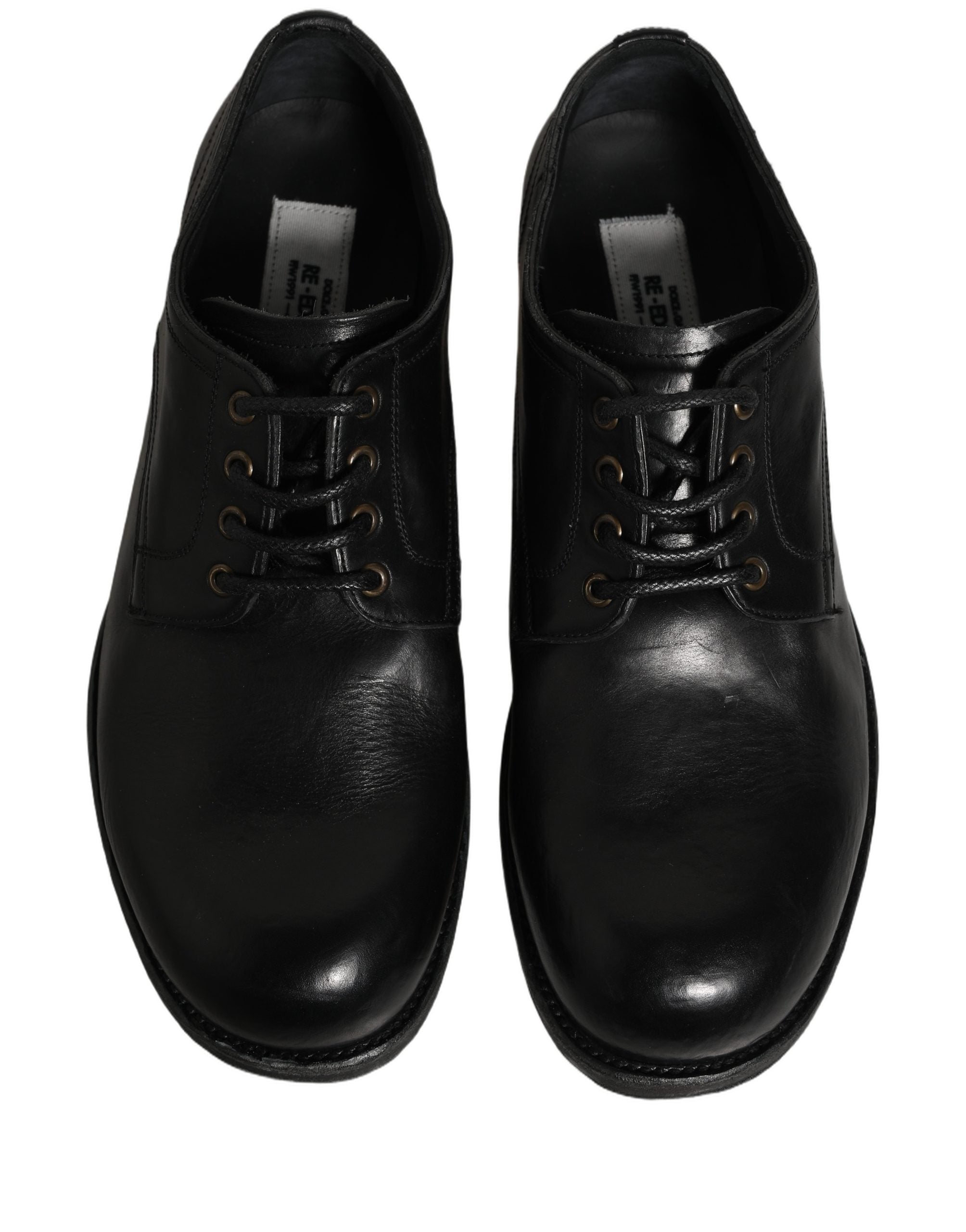 Dolce & Gabbana Black Leather Men Derby Dress Formal Shoes