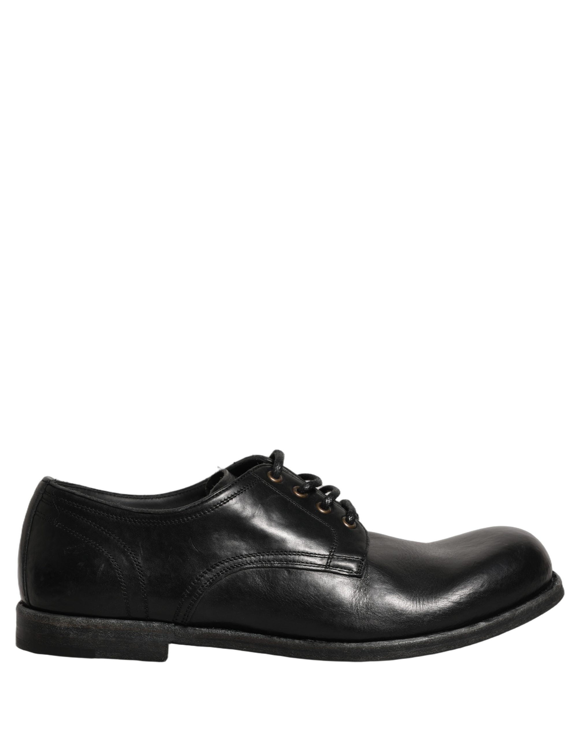 Dolce & Gabbana Black Leather Men Derby Dress Formal Shoes