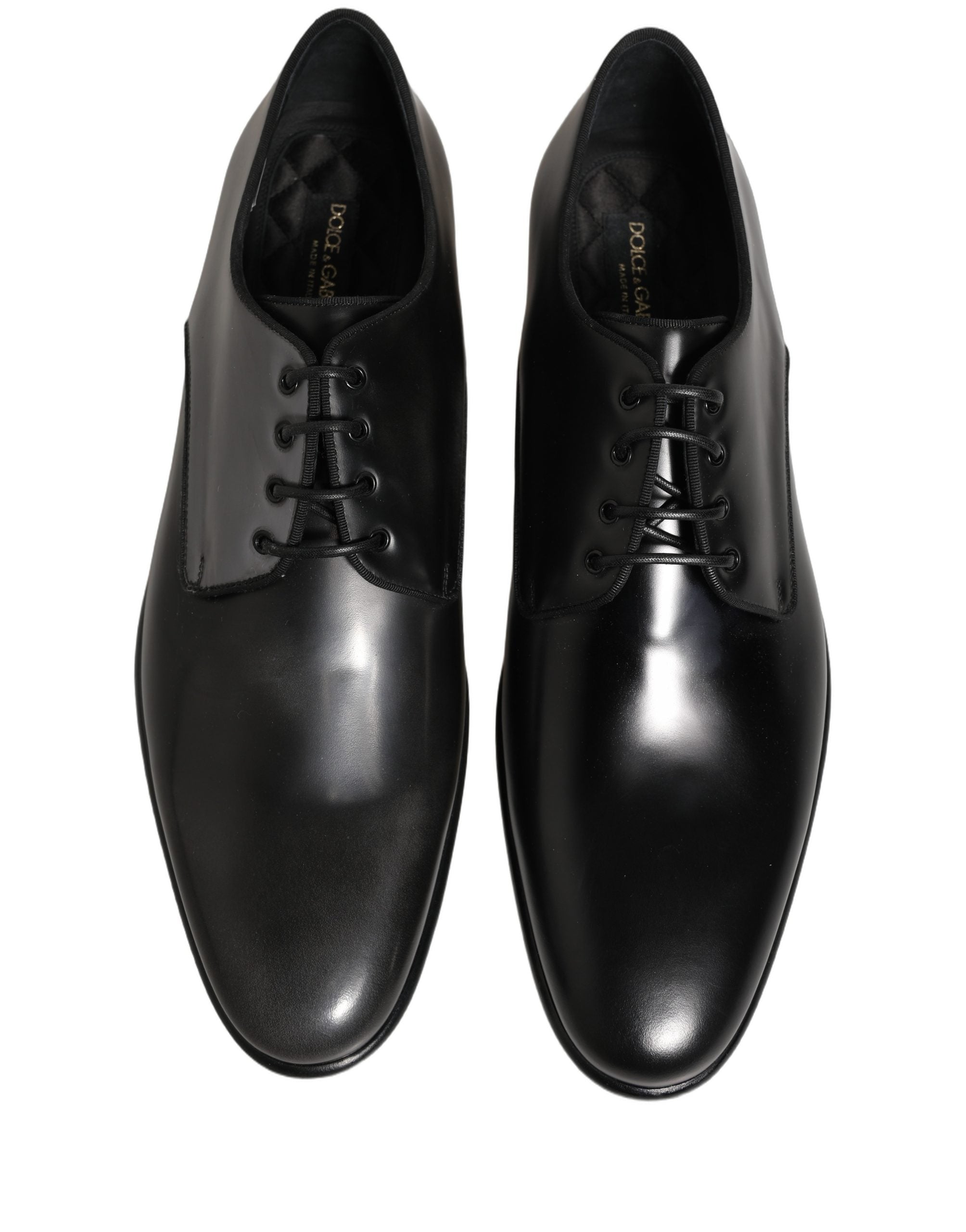 Dolce & Gabbana Black Leather Men Derby Dress Formal Shoes