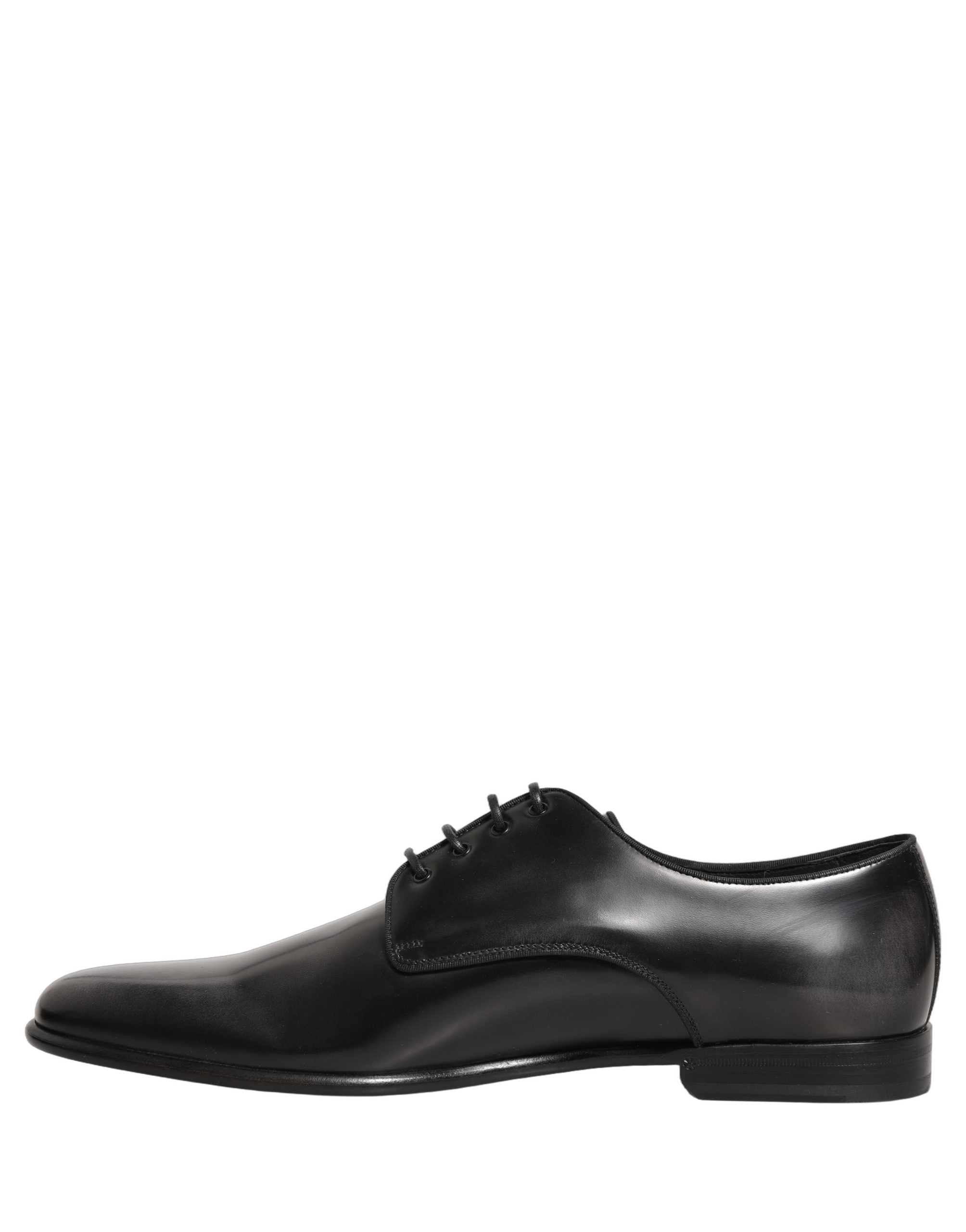 Dolce & Gabbana Black Leather Men Derby Dress Formal Shoes