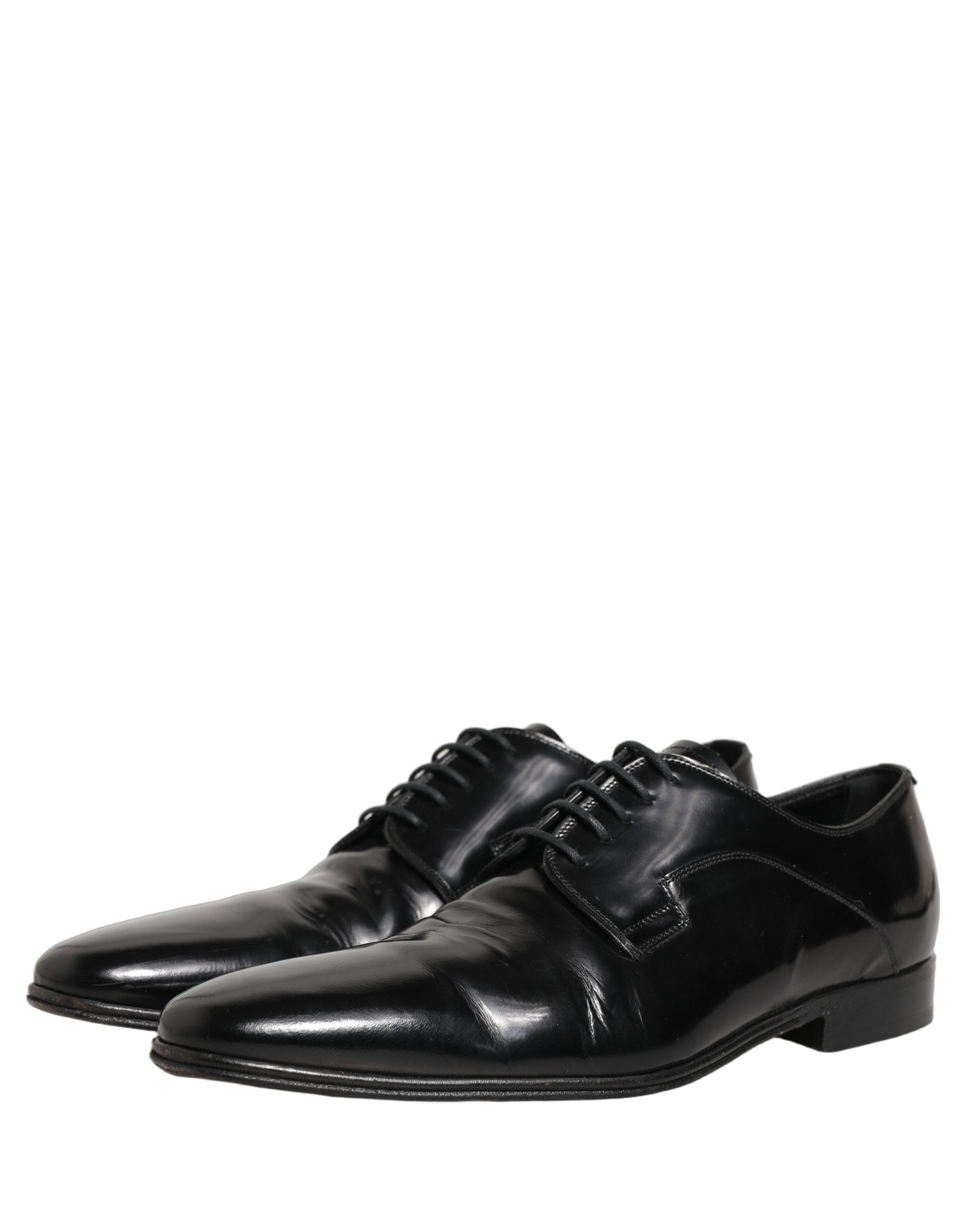 Dolce & Gabbana Black Leather Men Derby Dress Formal Shoes