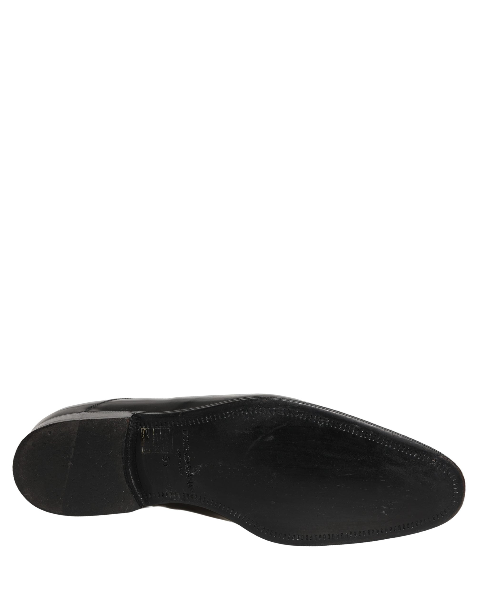Dolce & Gabbana Black Leather Men Derby Dress Formal Shoes