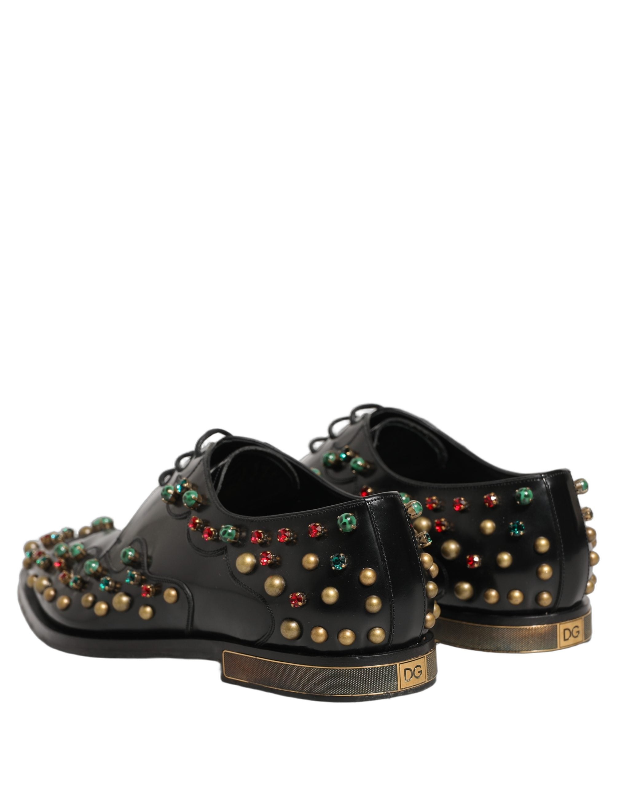Dolce & Gabbana Black Leather Derby Dress Studded Formal Shoes