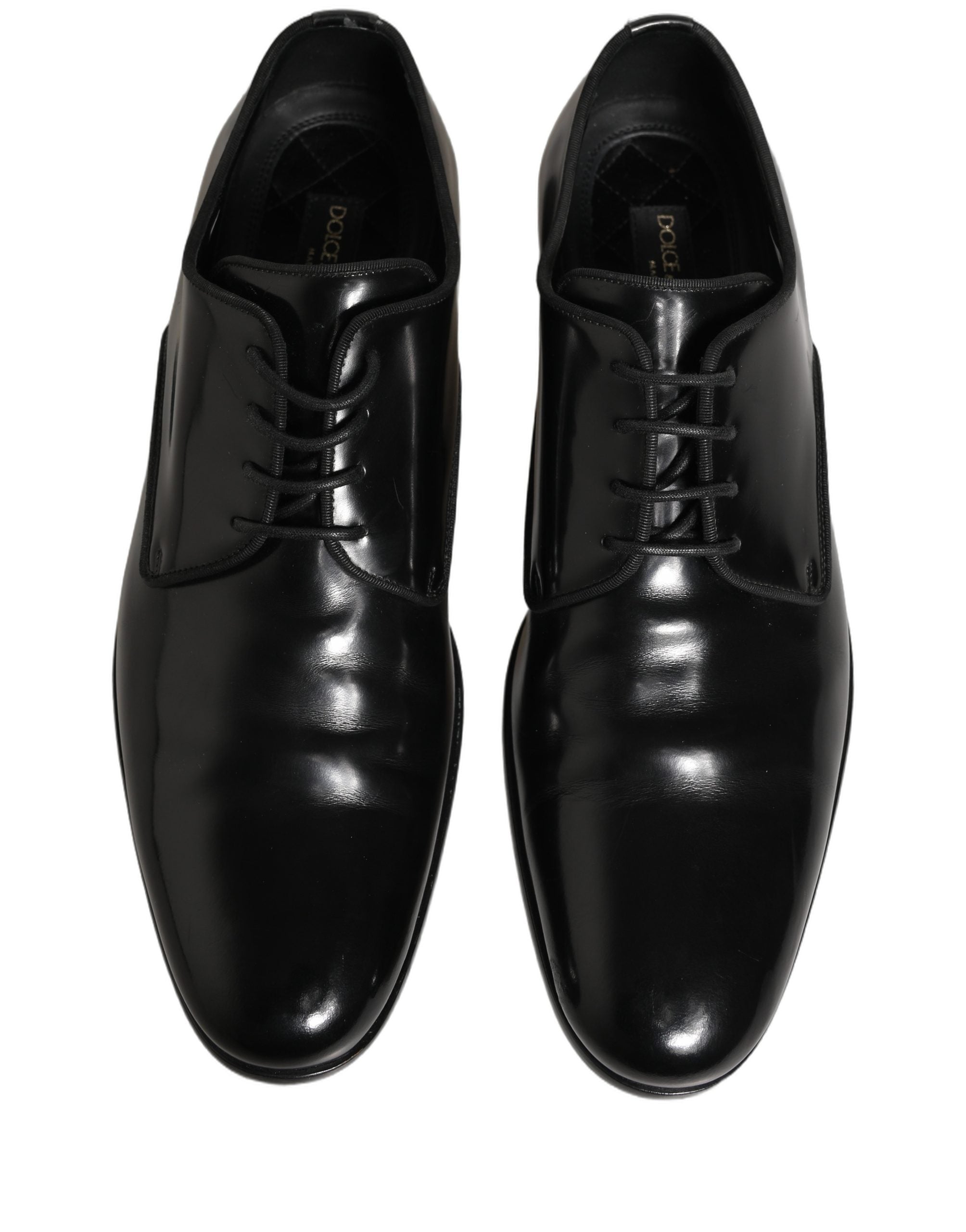 Dolce & Gabbana Black Leather Men Derby Dress Formal Shoes