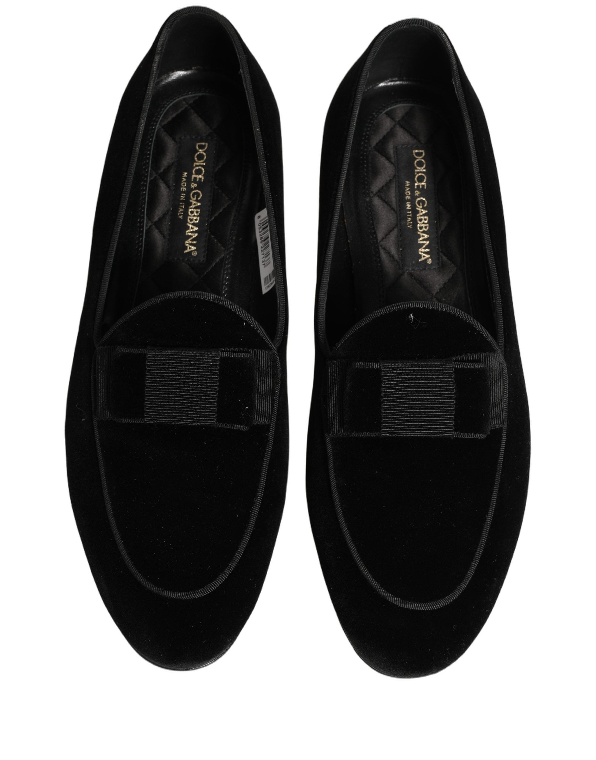 Dolce & Gabbana Black Velvet Loafers Formal Men Dress Shoes
