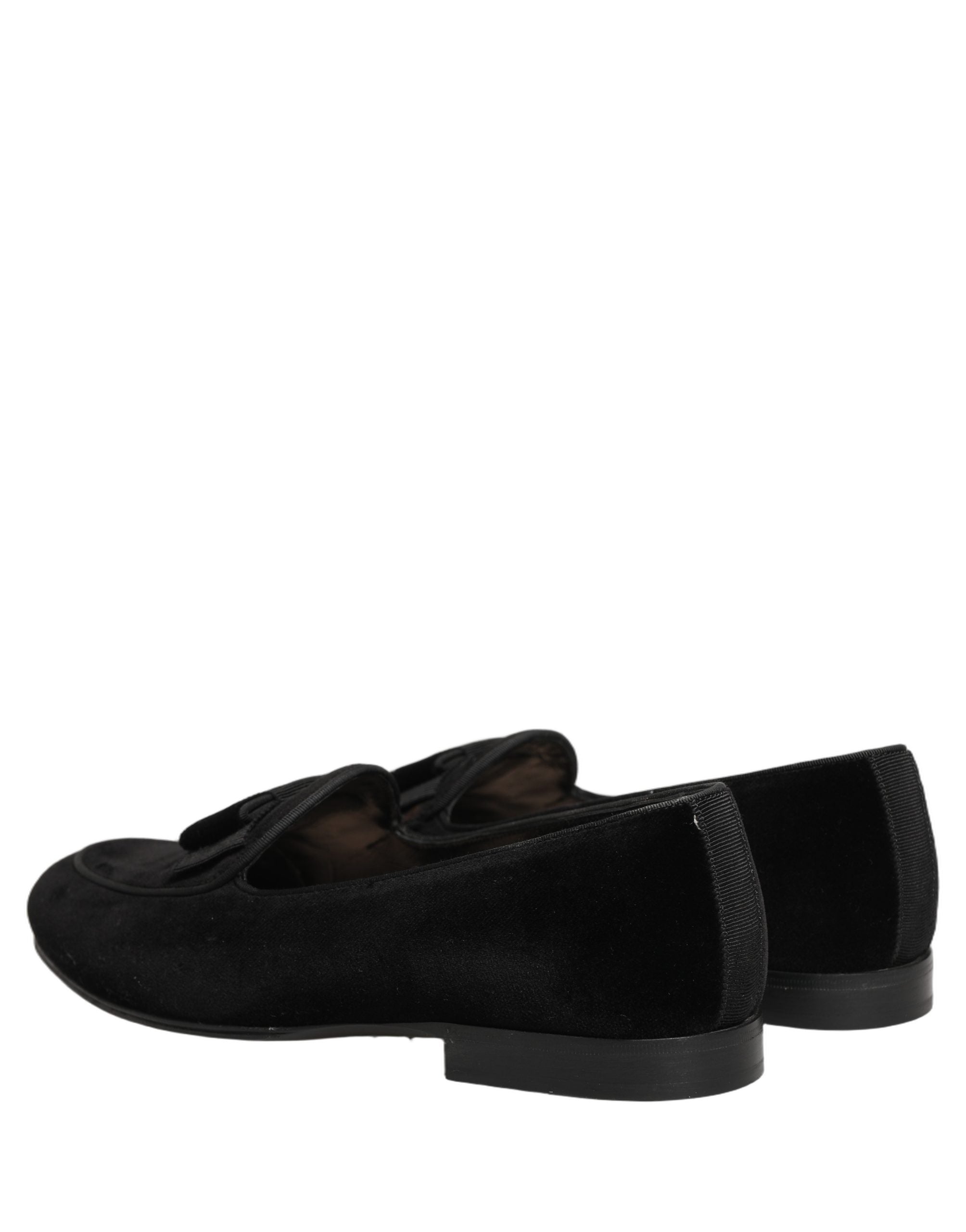 Dolce & Gabbana Black Velvet Loafers Formal Men Dress Shoes