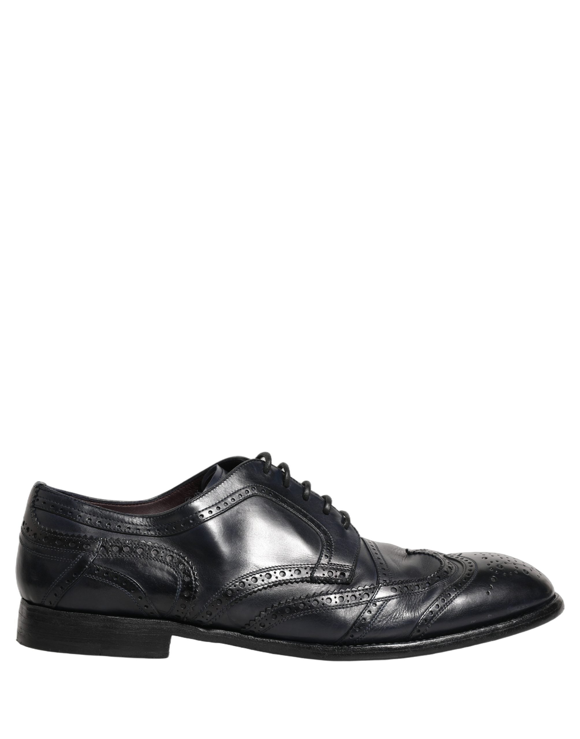 Dolce & Gabbana Blue Leather Derby Wingtip Formal Shoes