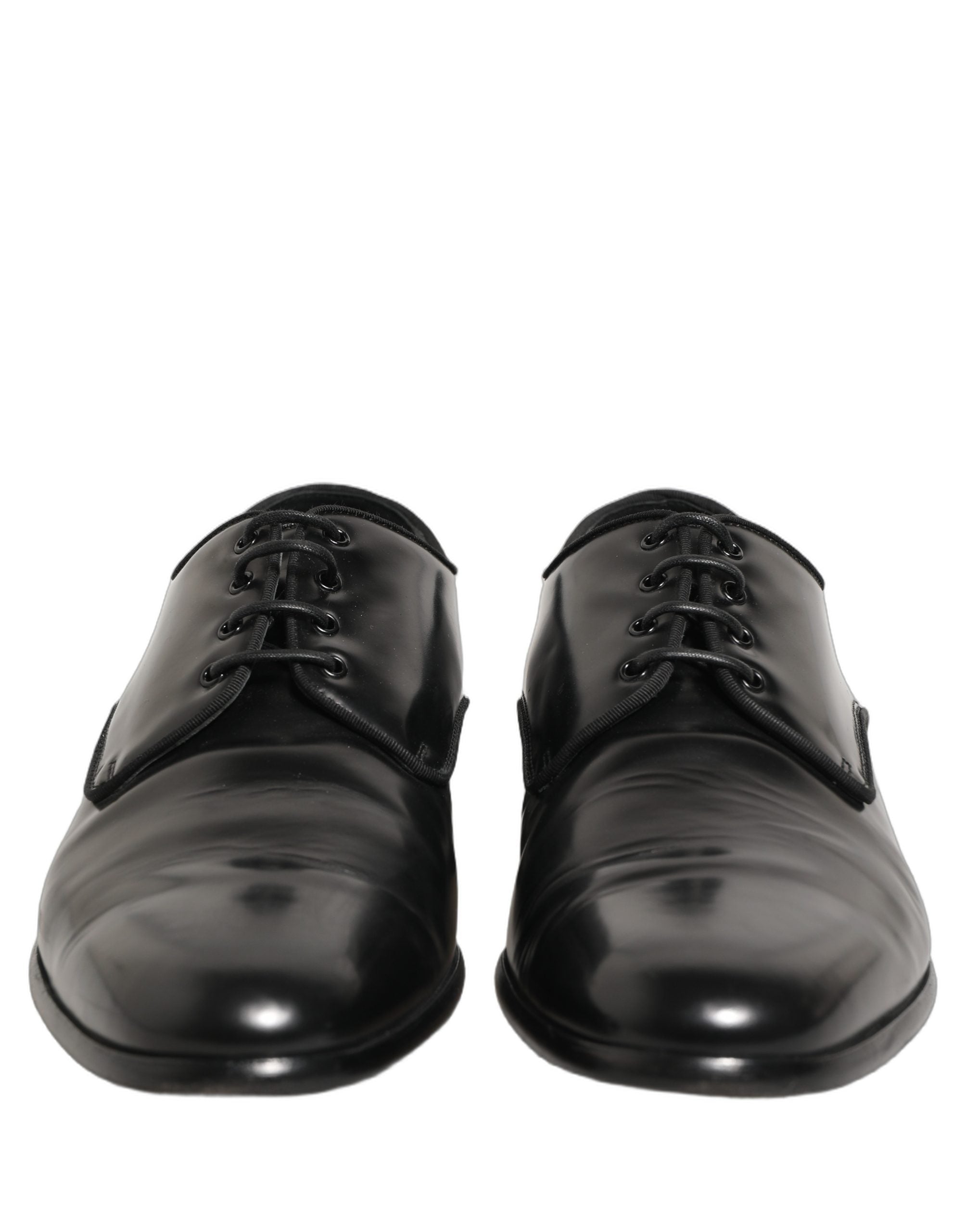 Dolce & Gabbana Black Leather Men Derby Dress Formal Shoes
