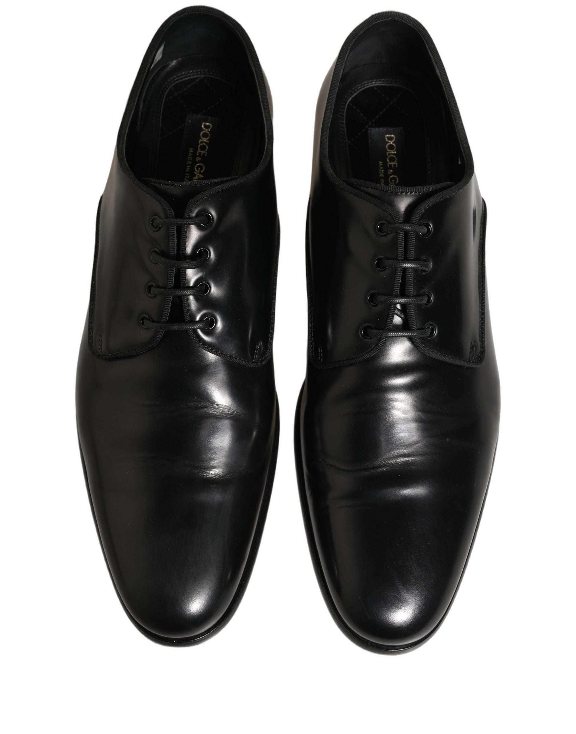 Dolce & Gabbana Black Leather Men Derby Dress Formal Shoes