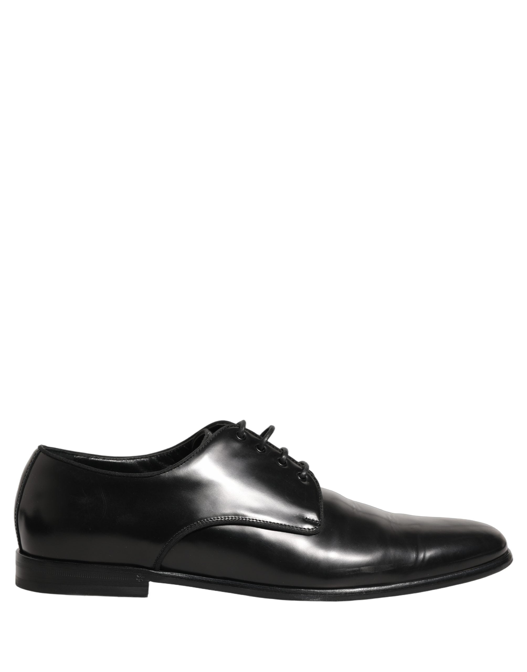 Dolce & Gabbana Black Leather Men Derby Dress Formal Shoes